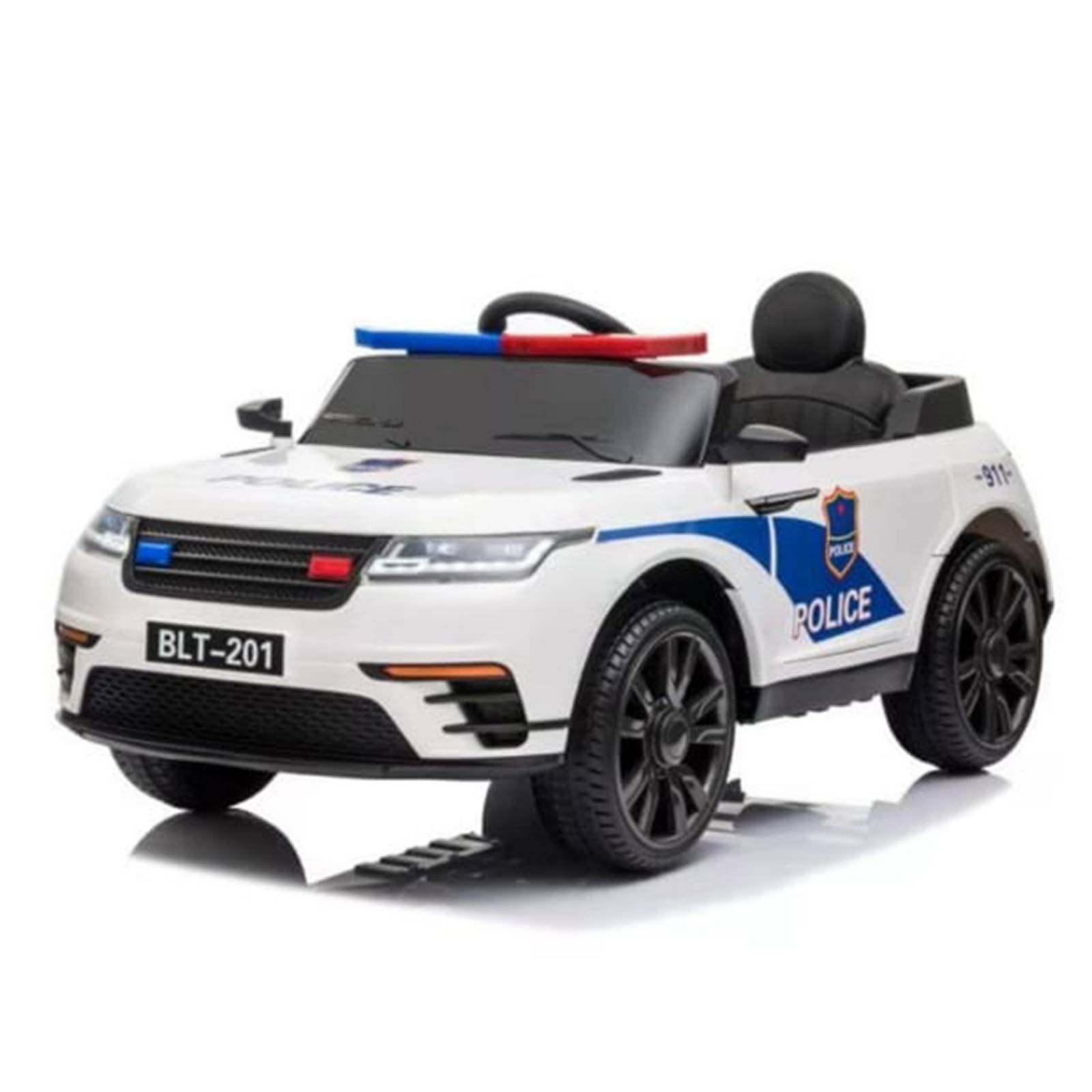Carro Electrico Montable Policia RC 5km/h USB Luz  - Blanco