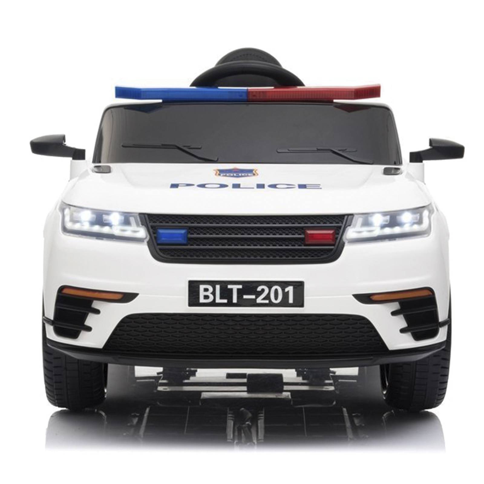 Carro Electrico Montable Policia RC 5km/h USB Luz Blanco