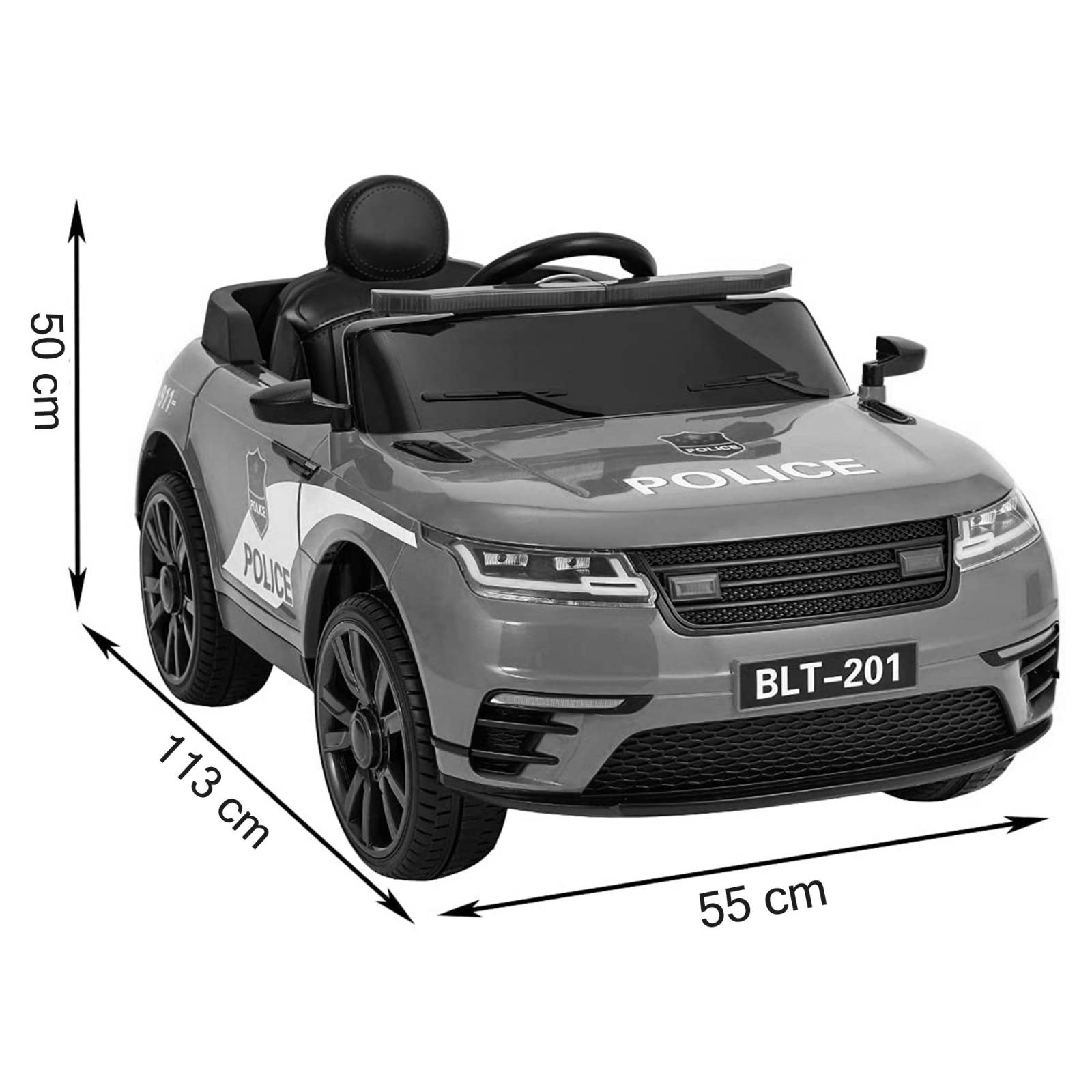 Carro Electrico Montable Policia RC 5km/h USB Luz  - Blanco