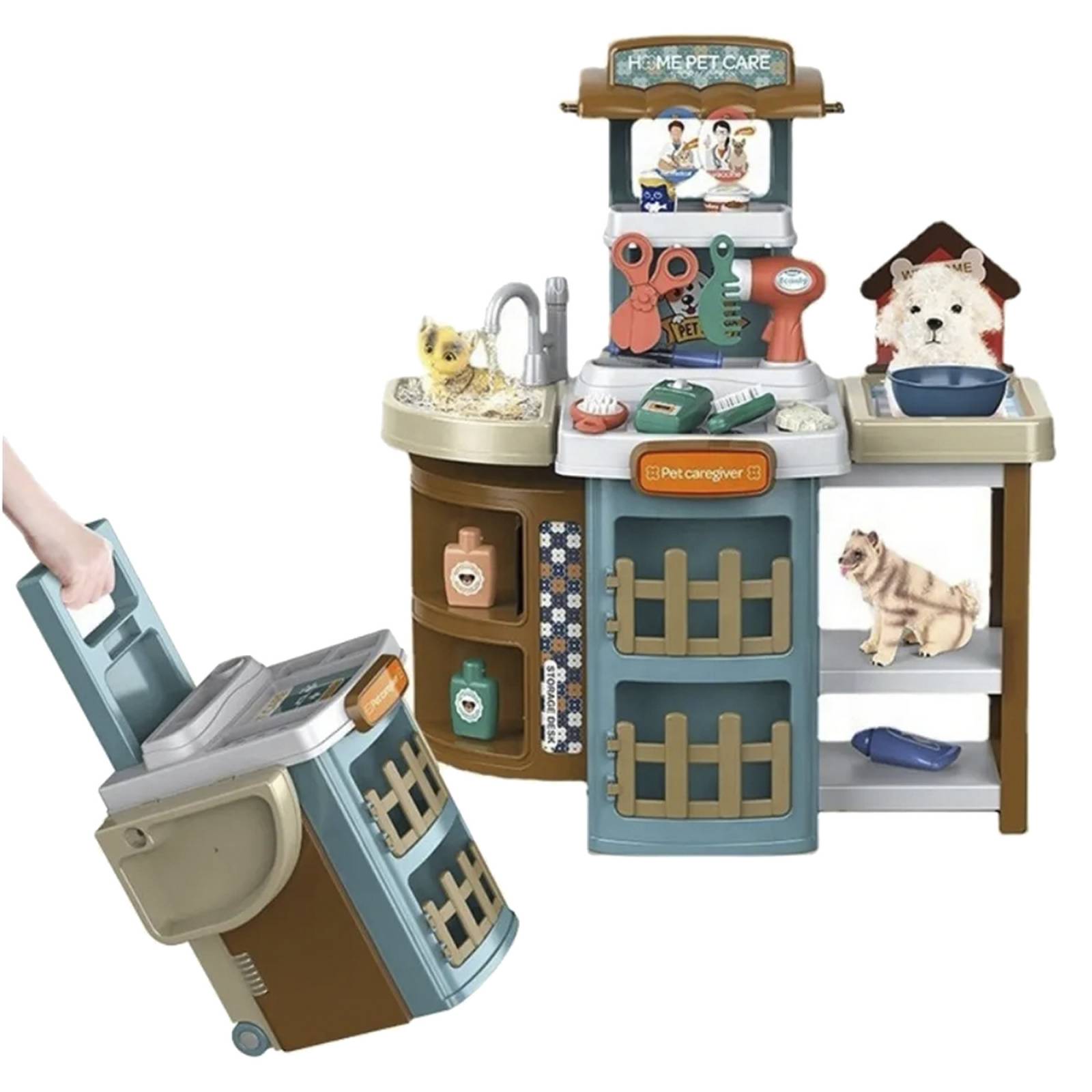 Set Veterinaria Maletín de Juguete 2en1 con Manija Ruedas  - Veterinario