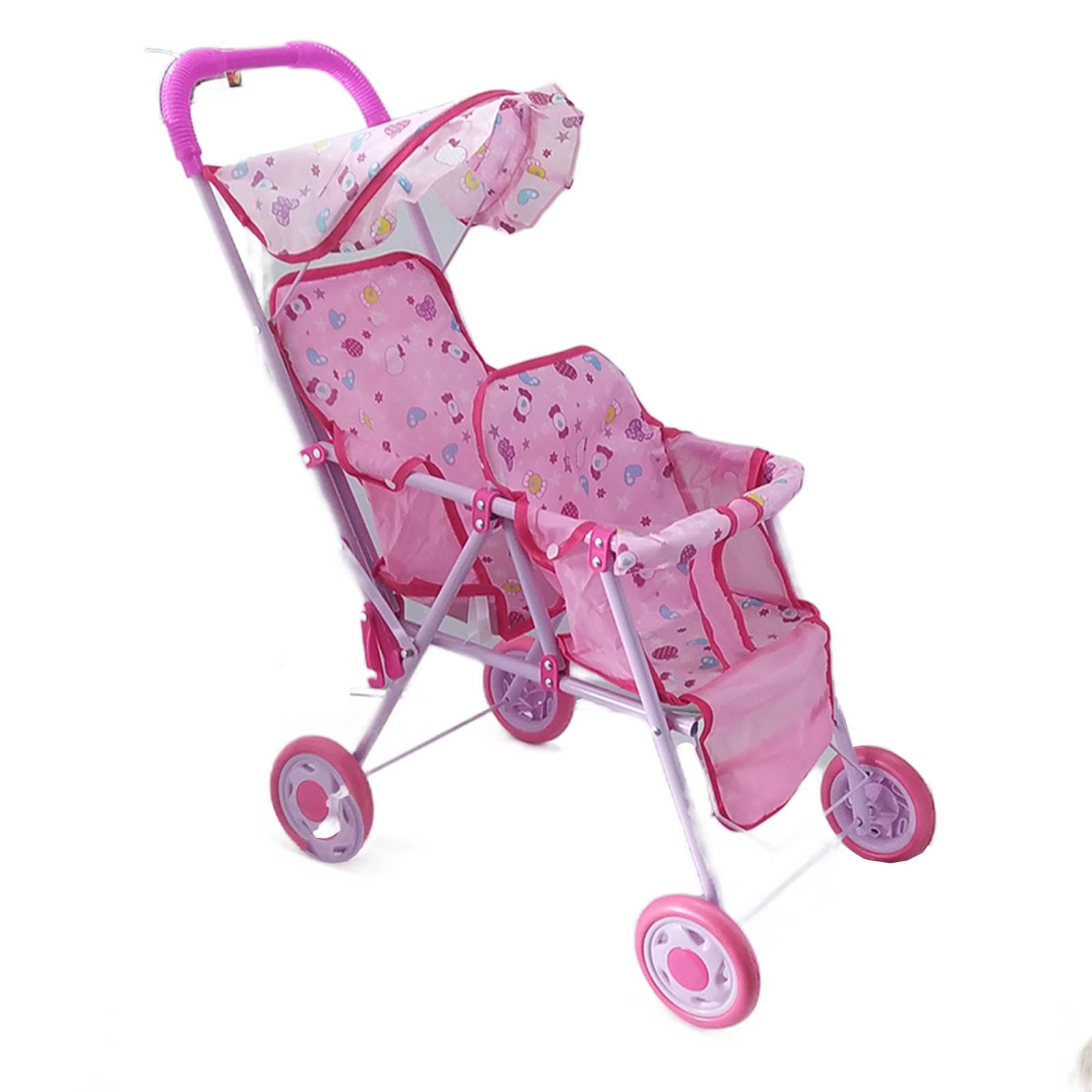 Carriola Doble Para Muñecas Juguete de Metal Plegable - Rosa