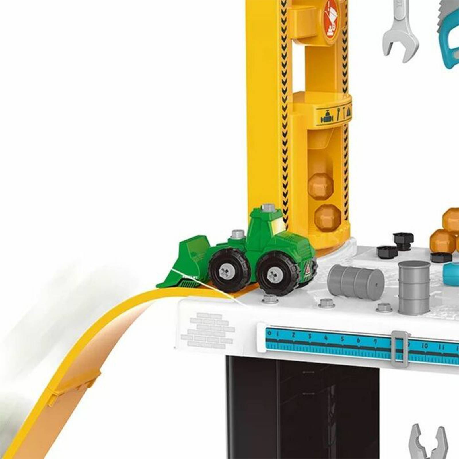 Mesa de Construcción Juguete Infantil Herramientas Grua  - Amarillo