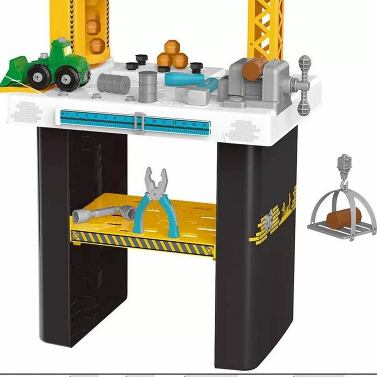 Mesa de Construcción Juguete Infantil Herramientas Grua  - Amarillo
