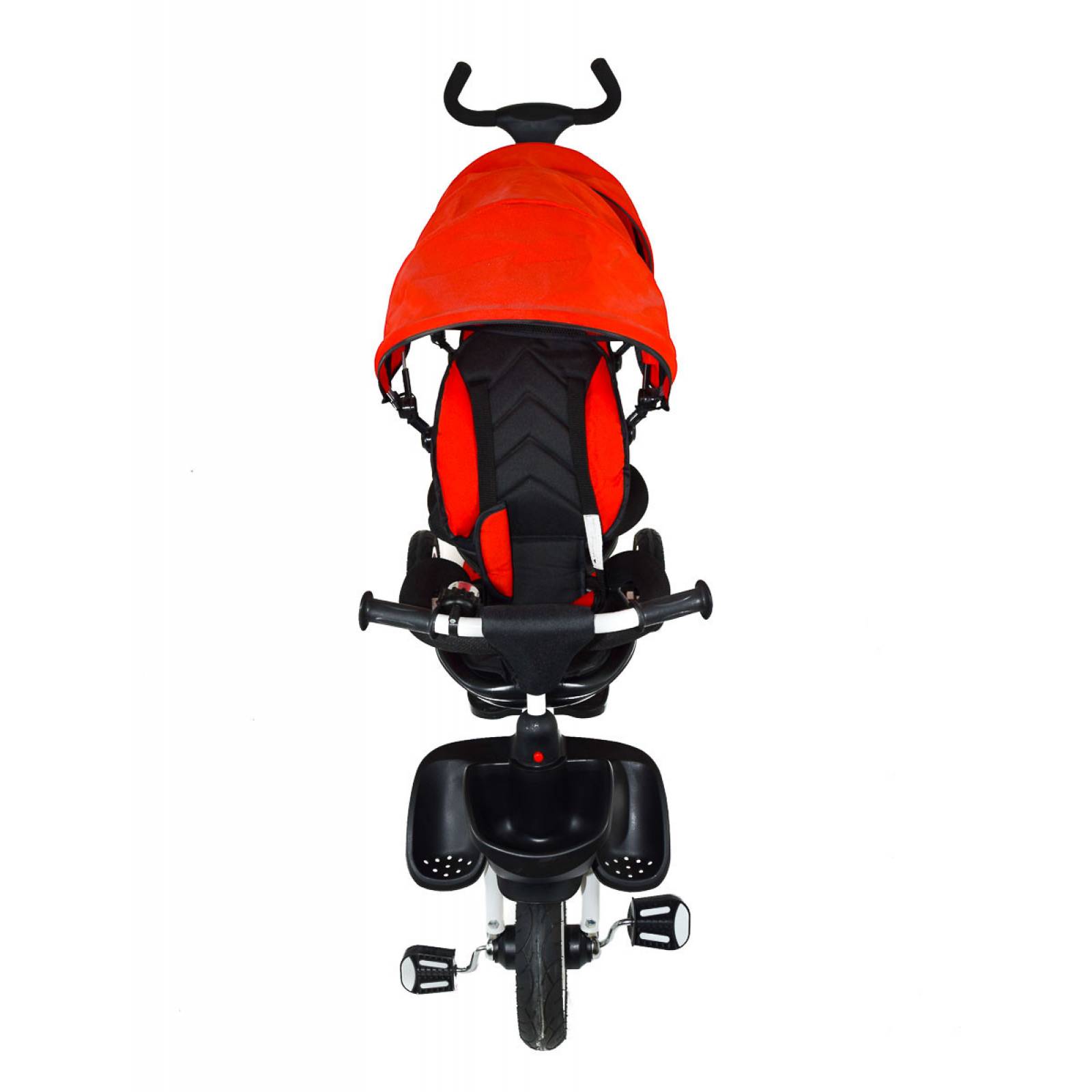 Triciclo Doble para Niños Asientos Giratorios Bastón Dirigible Timbre  - Rojo