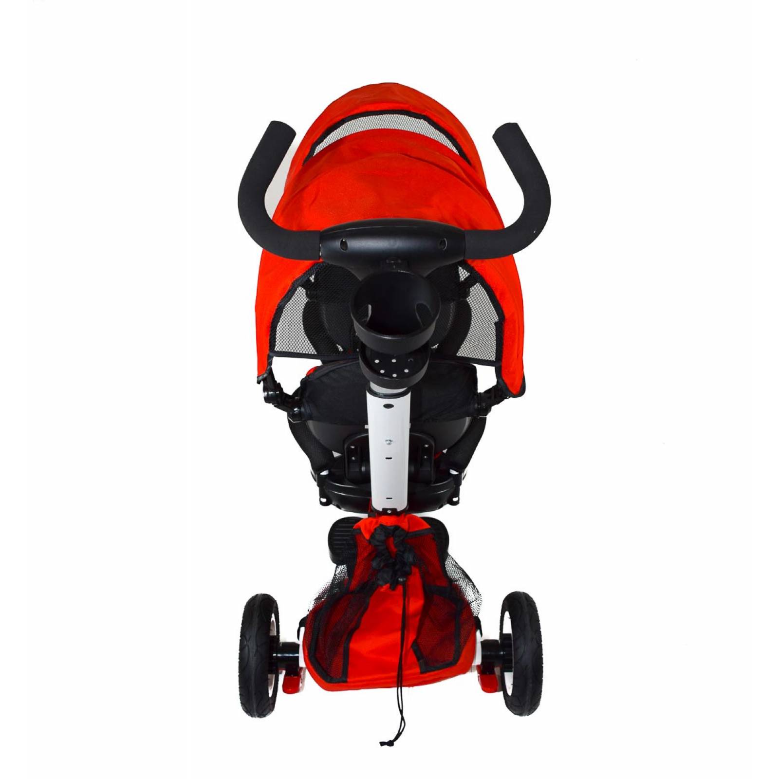 Triciclo Doble para Niños Asientos Giratorios Bastón Dirigible Timbre  - Rojo