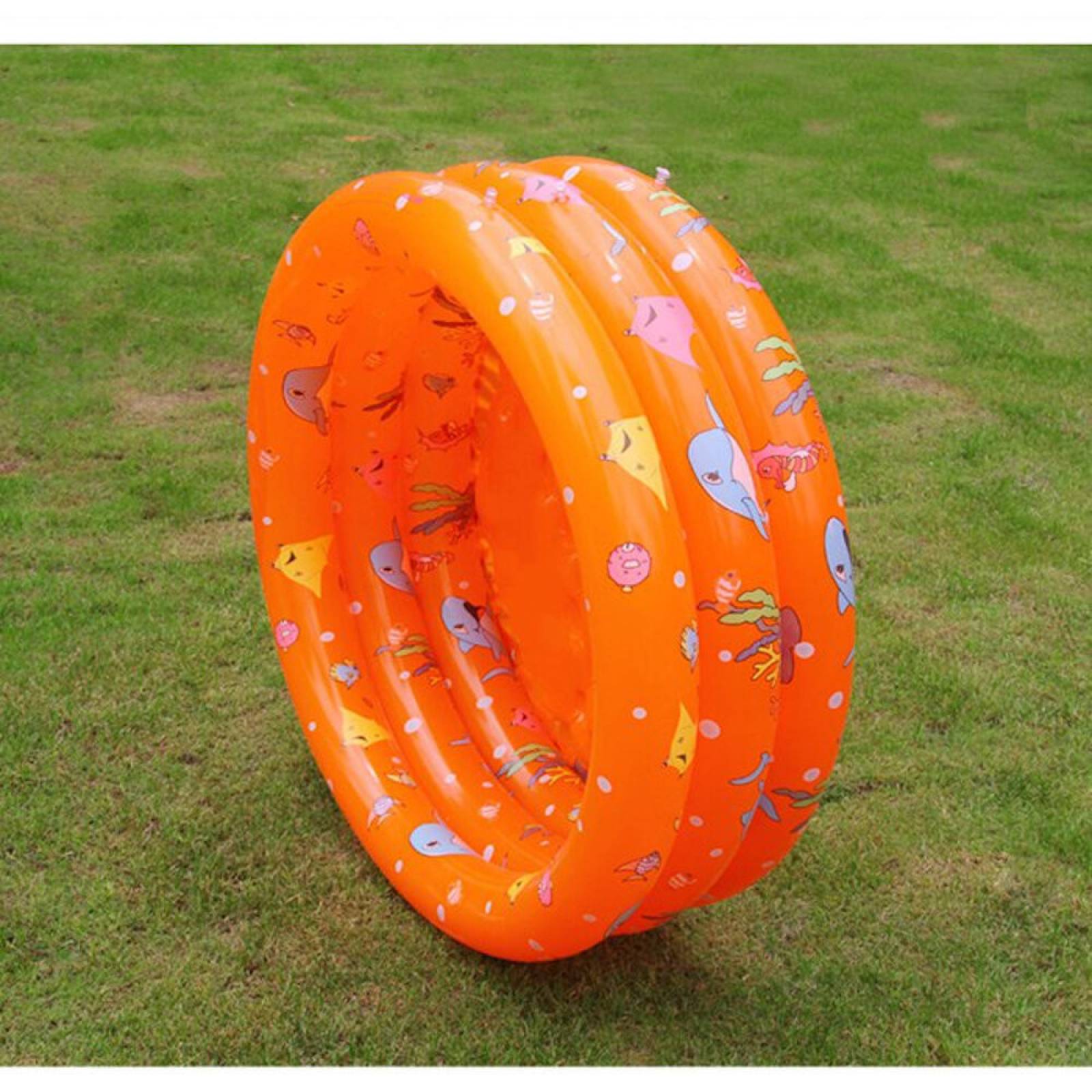 Alberca Inflable Infantil Piscina Niños Peces 3 aros 80cm  - Naranja