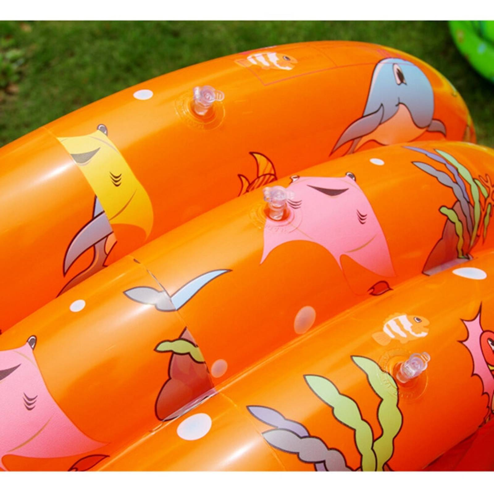 Alberca Inflable Infantil Piscina Niños Peces 3 aros 80cm  - Naranja