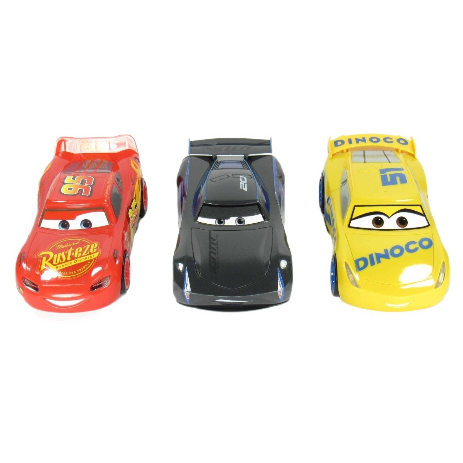 Carro Coche de Friccion Set 3 pzs Rayo Mcqueen Jacson y Cruz 18 cm  - Cars