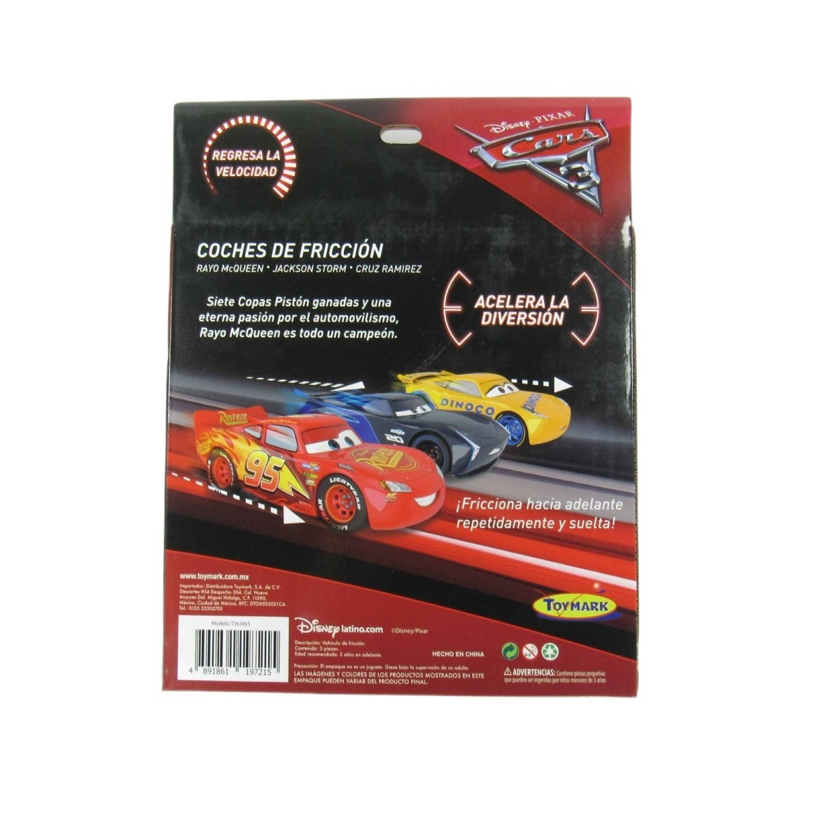 Carro Coche de Friccion Set 3 pzs Rayo Mcqueen Jacson y Cruz 18 cm  - Cars