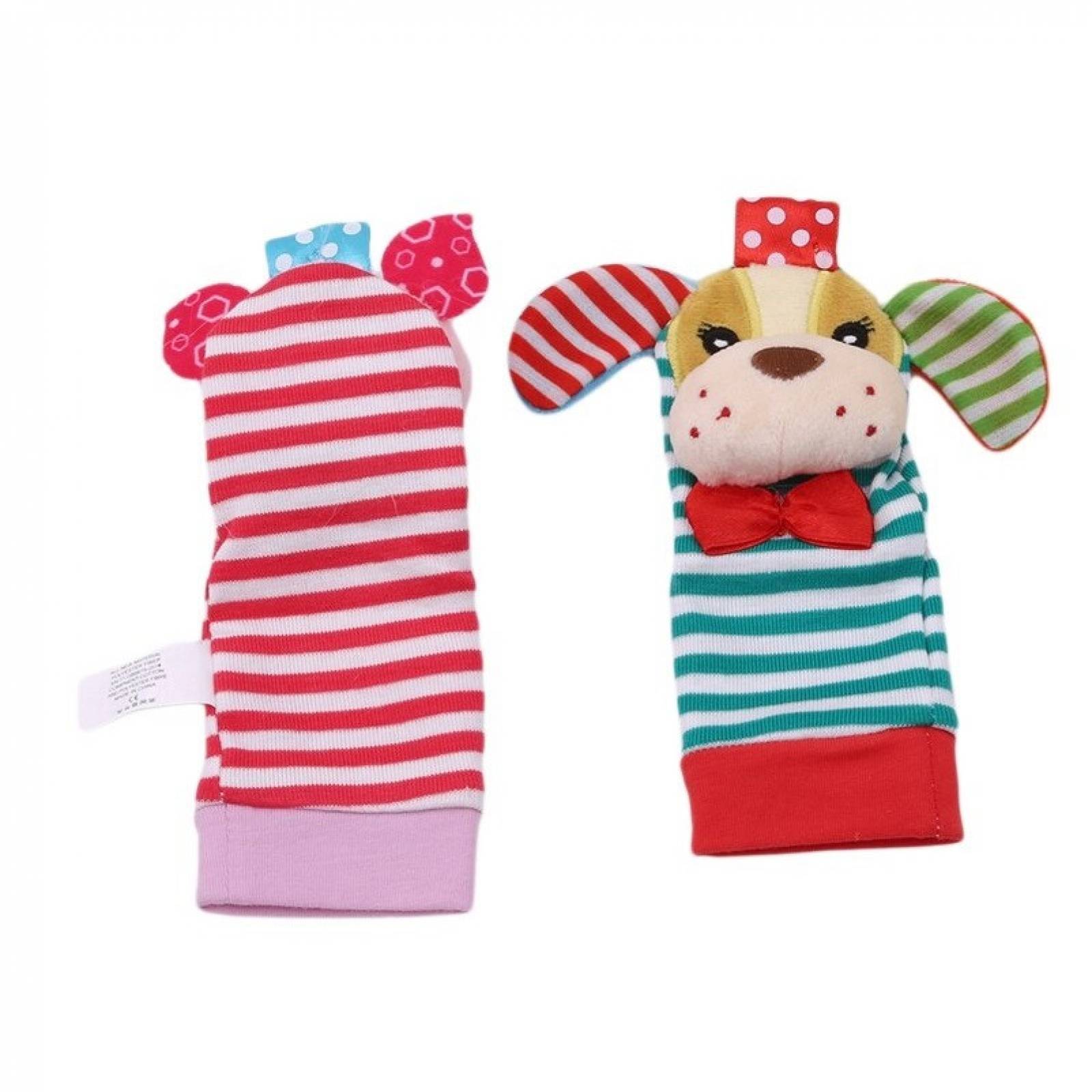 Calcetines de Animalitos 2 Pzs Sonajero para Bebé Estimulación  - Multicolor