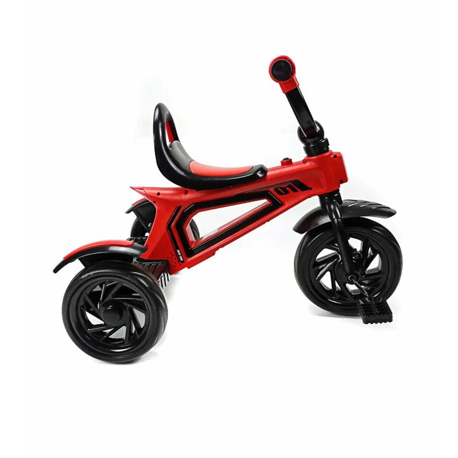 Triciclo Infantil para Niños con Luz y Sonido Llantas de Goma - Rojo