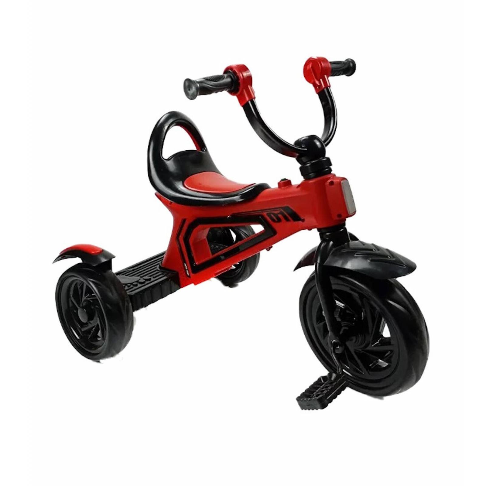 Triciclo Infantil para Niños con Luz y Sonido Llantas de Goma - Rojo