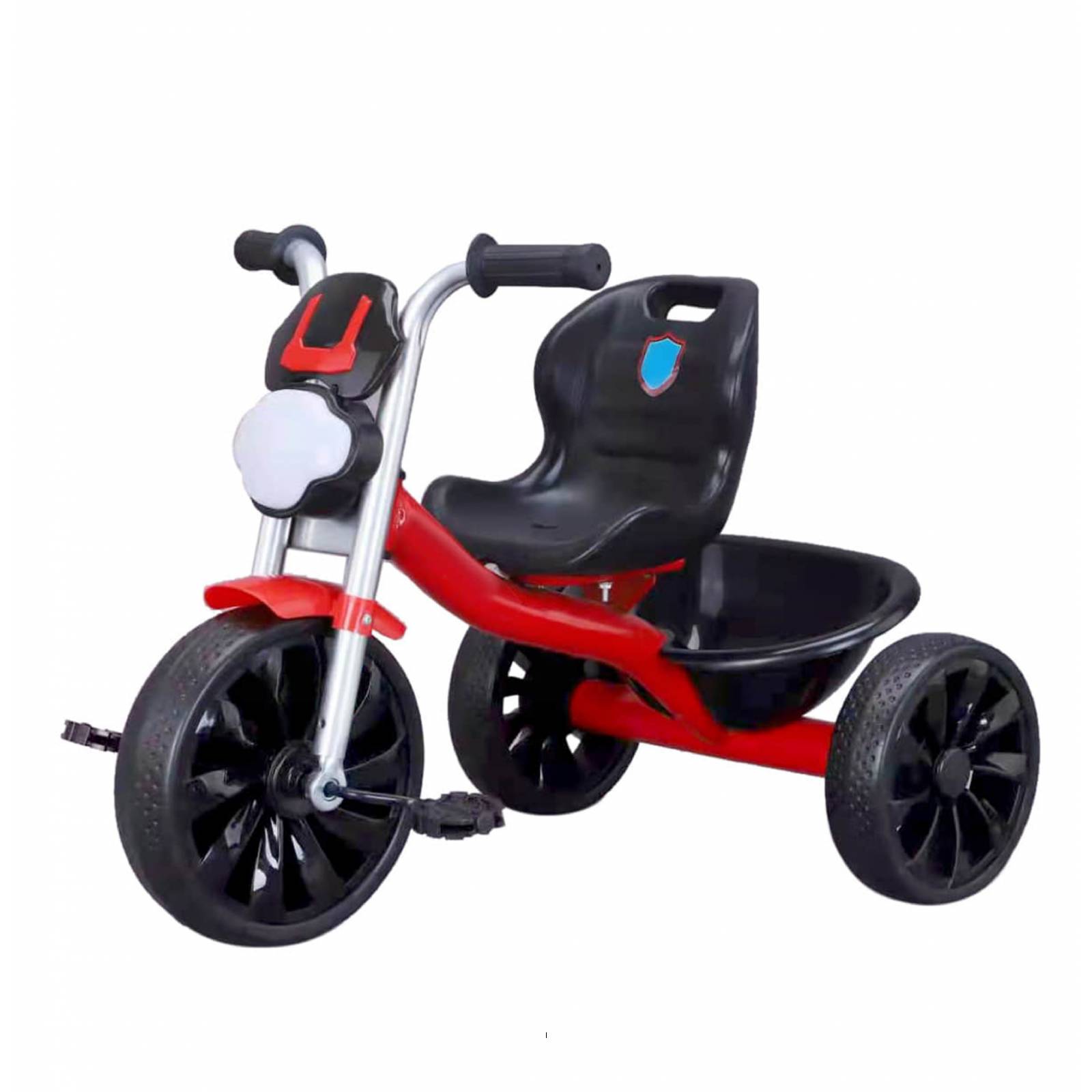 Triciclo Infantil Moto para Niños con Luz y Sonido Canasto  - Rojo