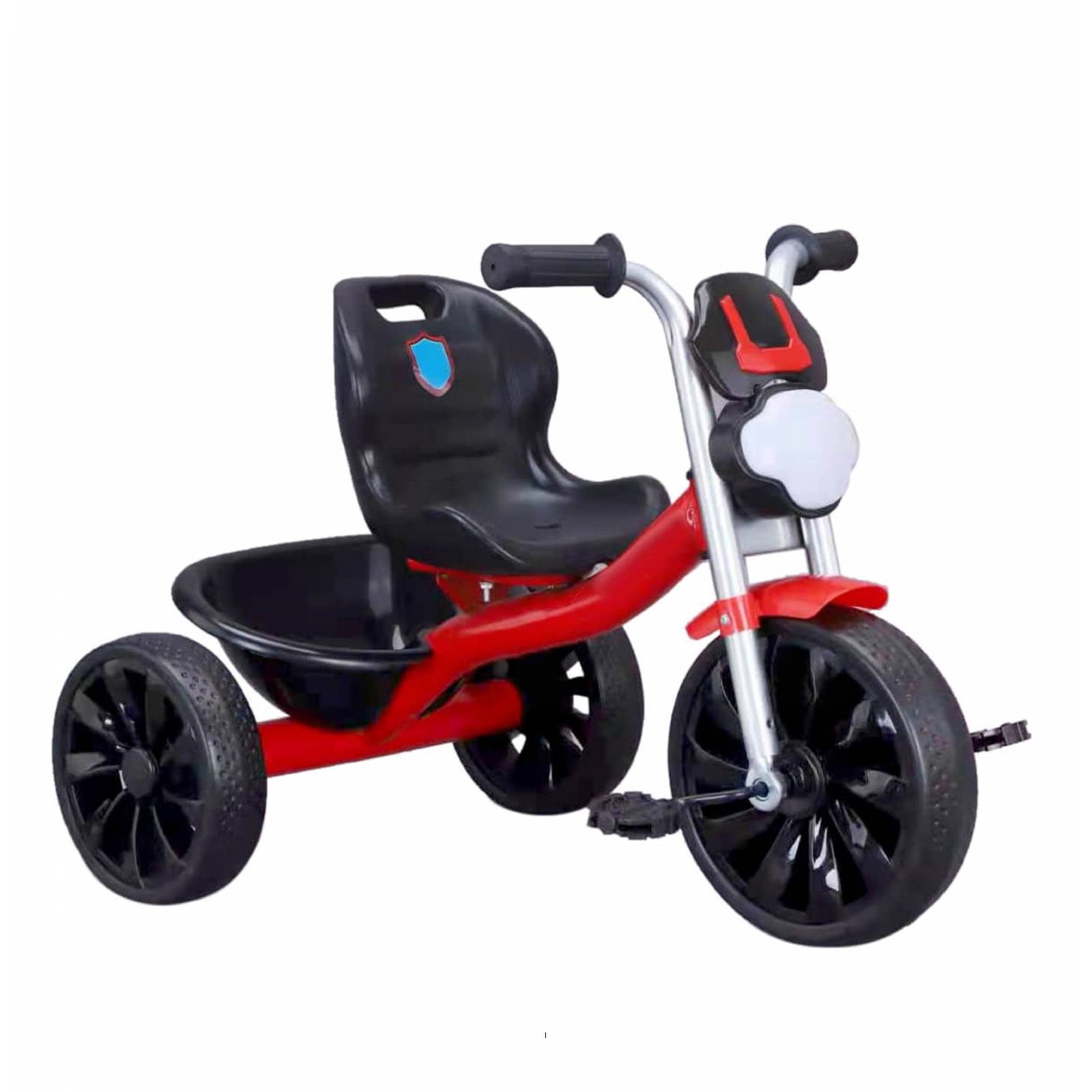 Triciclo Infantil Moto para Niños con Luz y Sonido Canasto  - Rojo