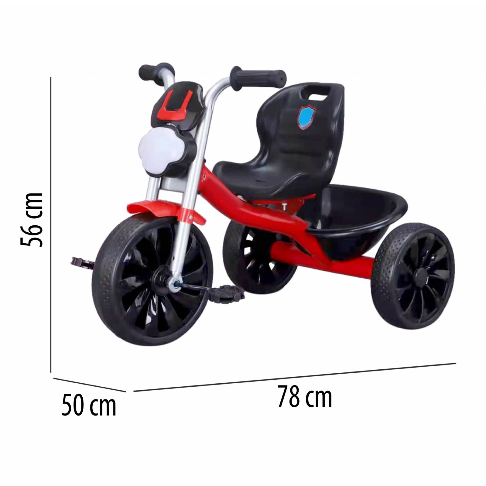 Triciclo Infantil Moto para Niños con Luz y Sonido Canasto  - Rojo