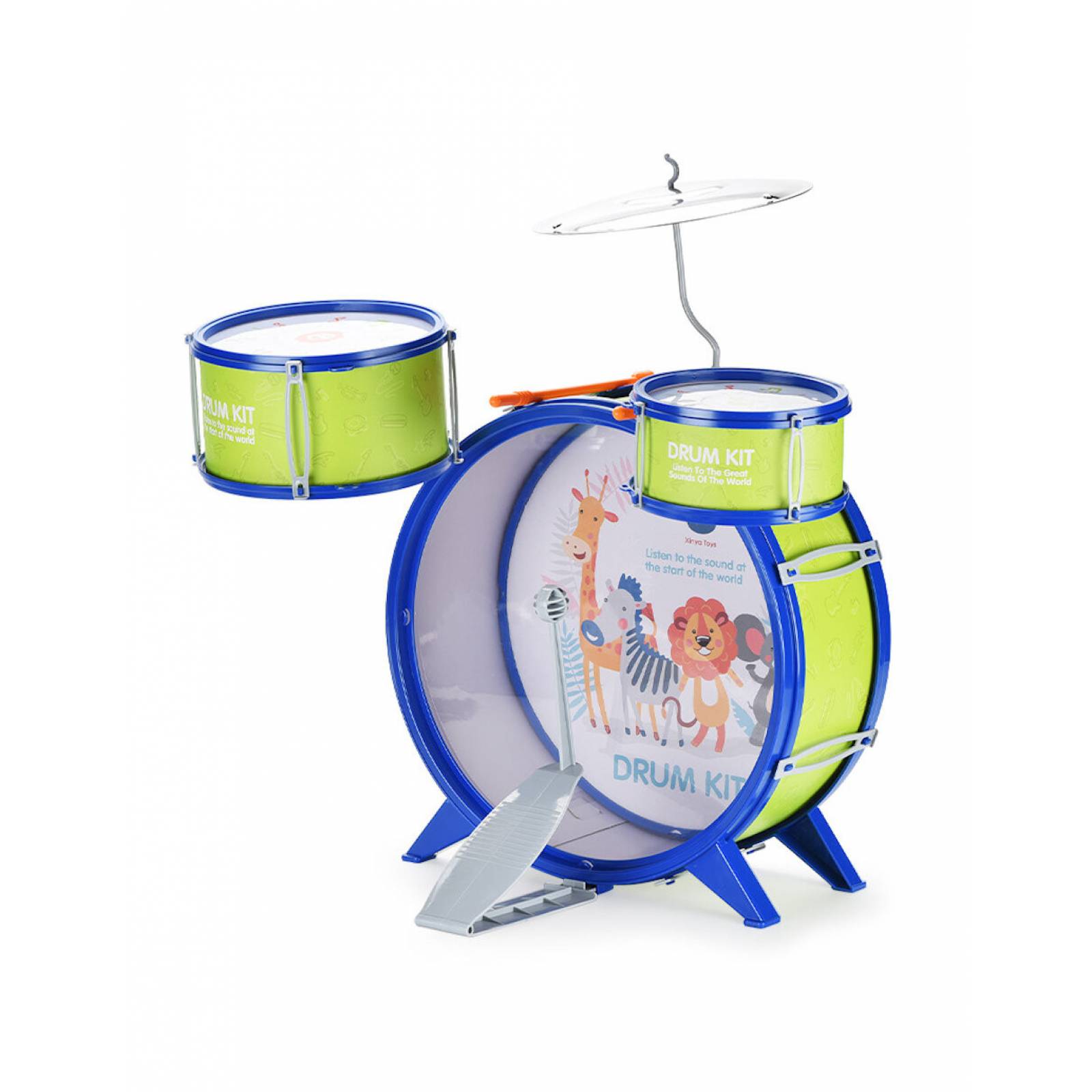 Batería Musical Infantil de Juguete Drum Kit 7 Piezas Tambor Platillo Percusión  - Verde