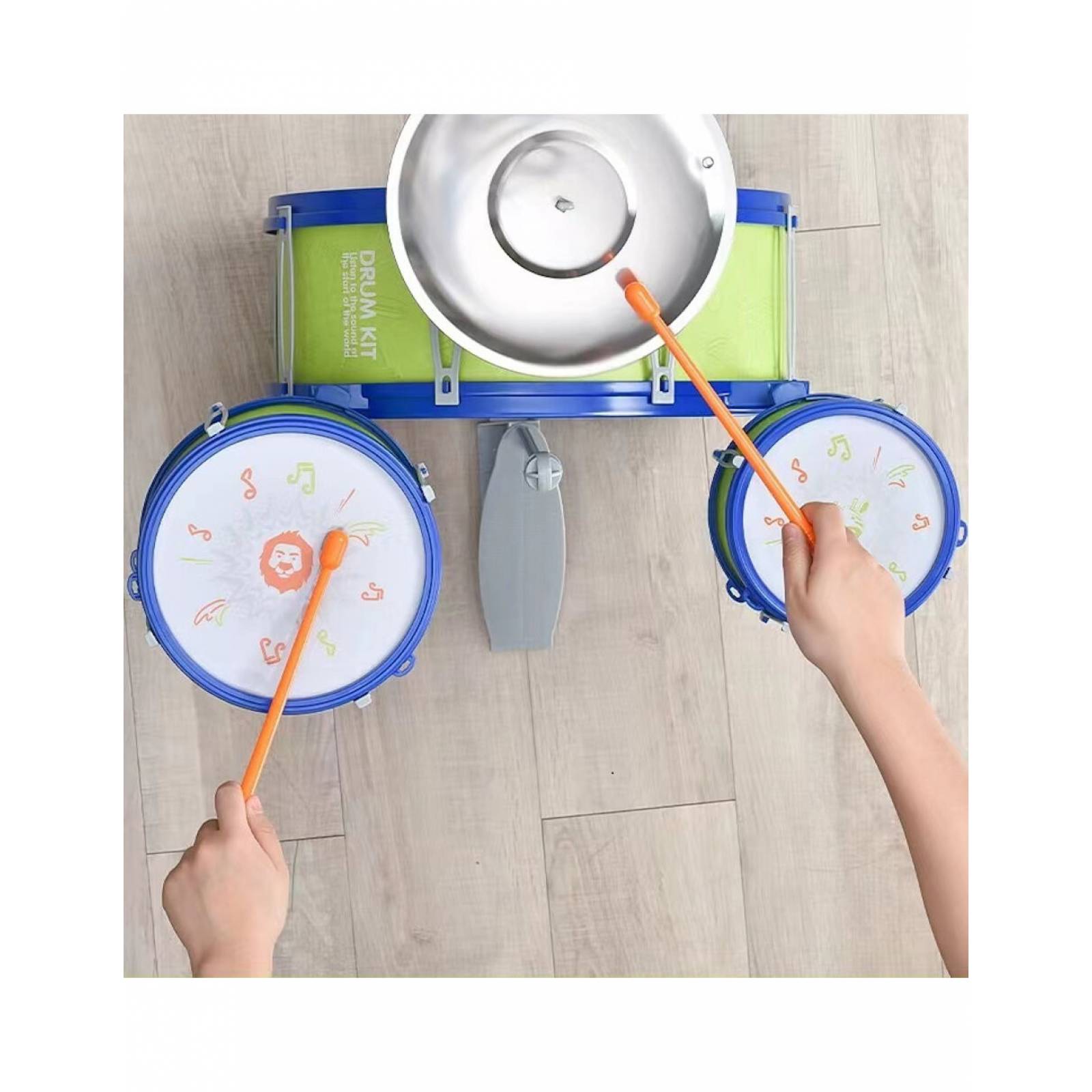 Batería Musical Infantil de Juguete Drum Kit 7 Piezas Tambor Platillo Percusión  - Verde