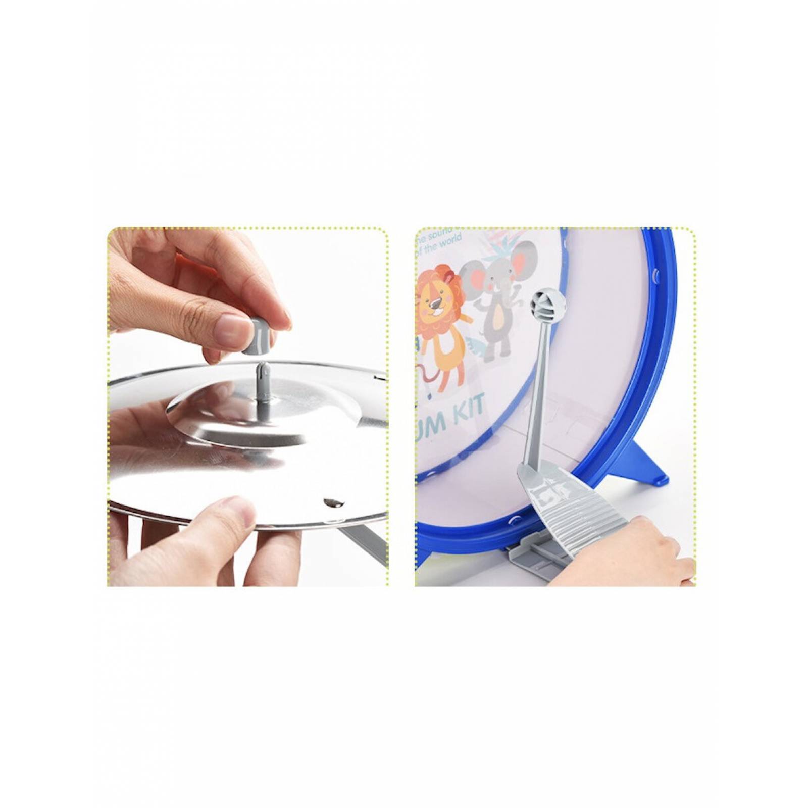 Batería Musical Infantil de Juguete Drum Kit 7 Piezas Tambor Platillo Percusión  - Verde