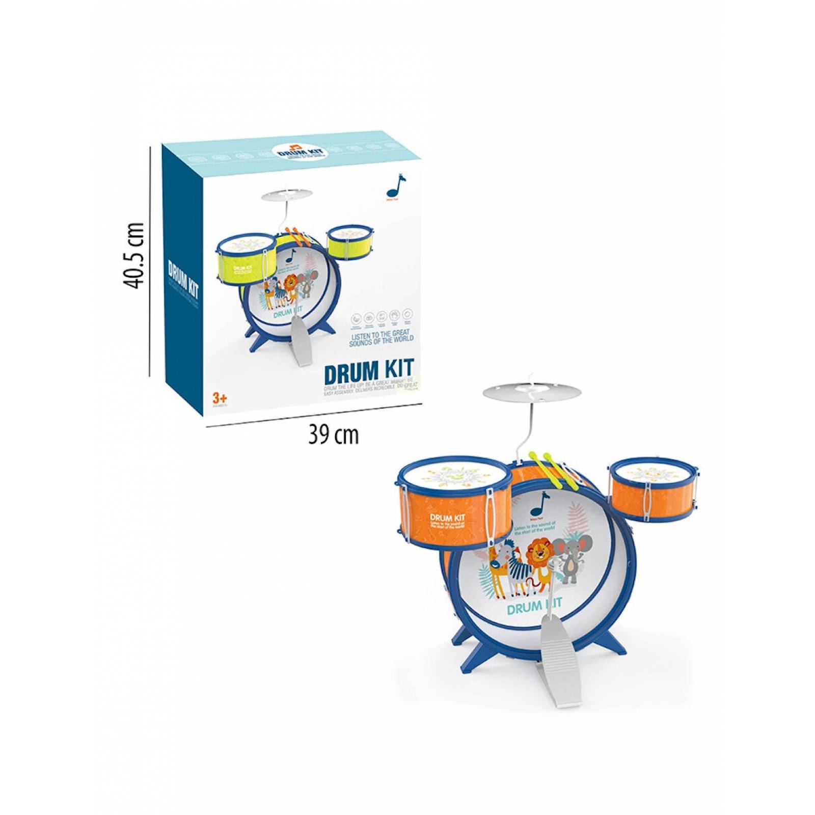 Batería Musical Infantil de Juguete Drum Kit 7 Piezas Tambor Platillo Percusión  - Verde