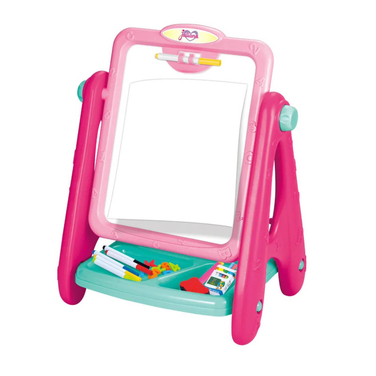 Caballete Magnetica para Niños Doble Cara Pizarra y Accesorios - Rosa