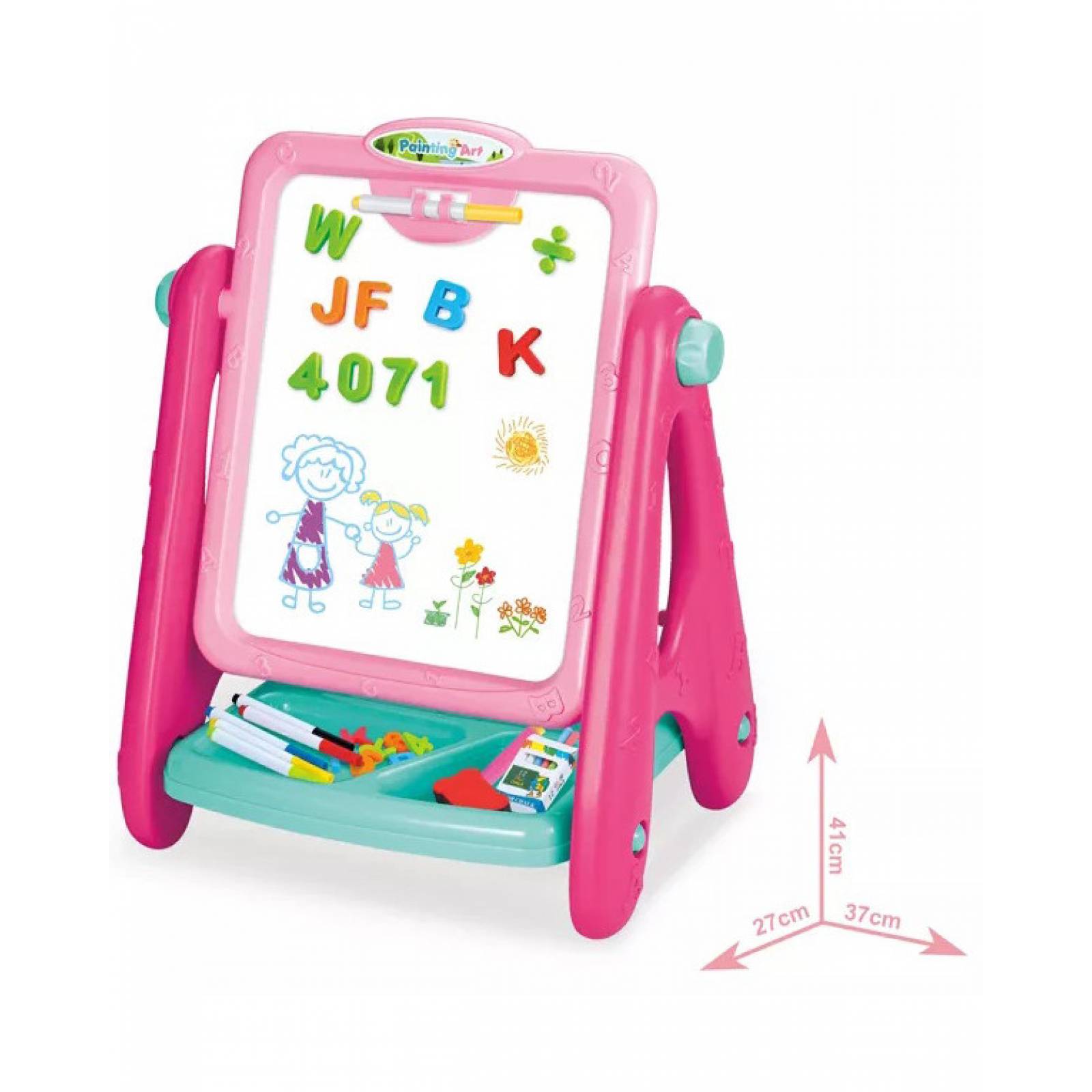 Caballete Magnetica para Niños Doble Cara Pizarra y Accesorios - Rosa