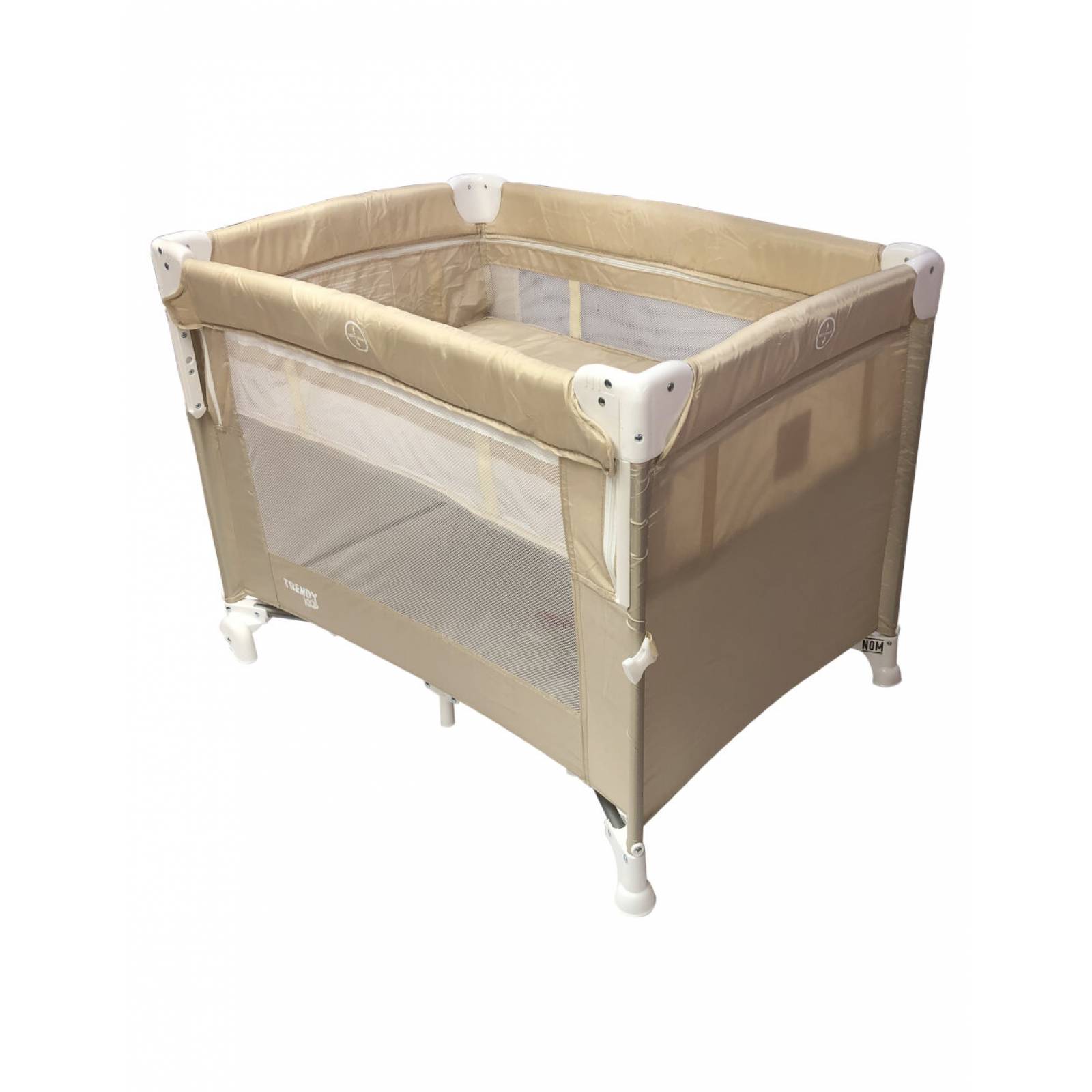 Cuna de Viaje para Bebés Plegable con 2 Niveles y Mosquitero  - Beige 