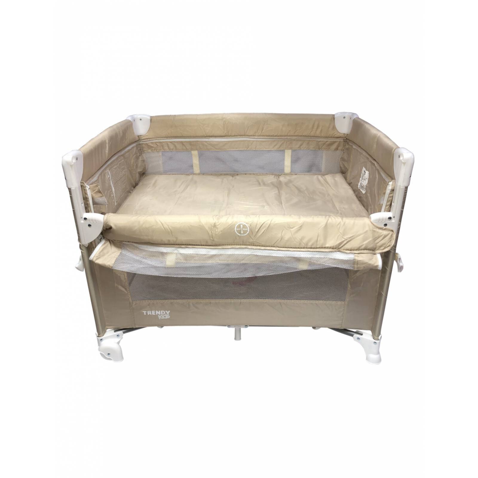 Cuna de Viaje para Bebés Plegable con 2 Niveles y Mosquitero  - Beige 