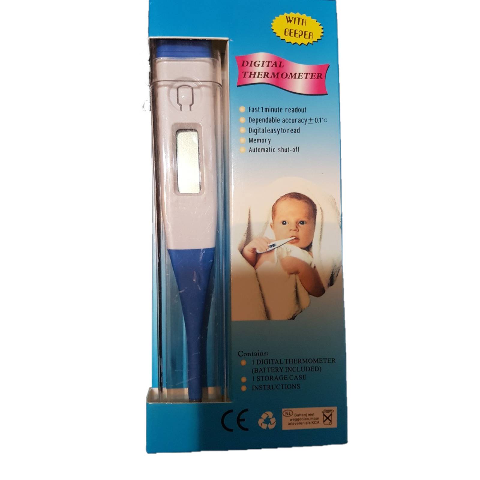 Termometro Digital Medico de Bolsillo con Pantalla  - Blanco.