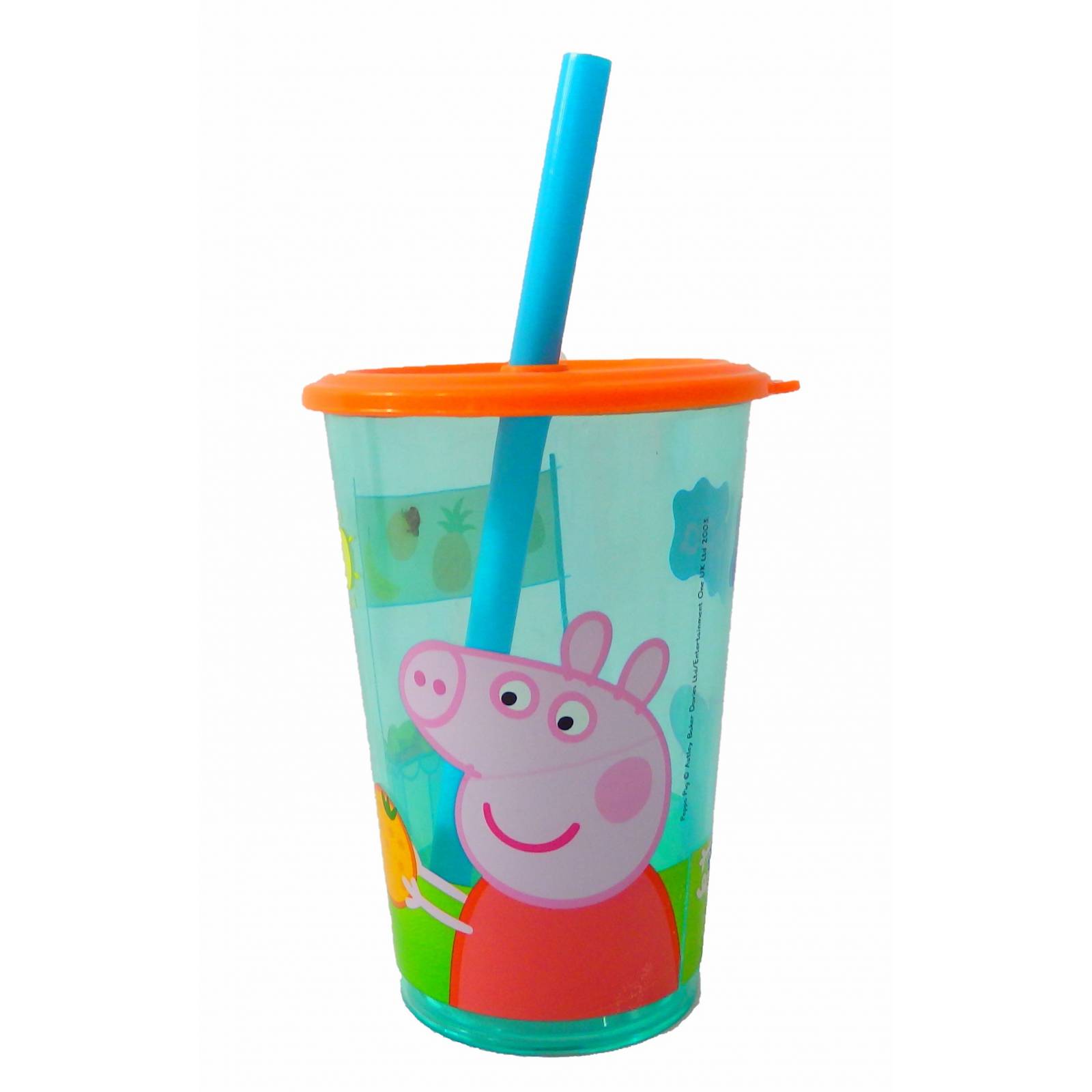 Vaso con Popote de Peppa Pig  400 ml  - Celeste