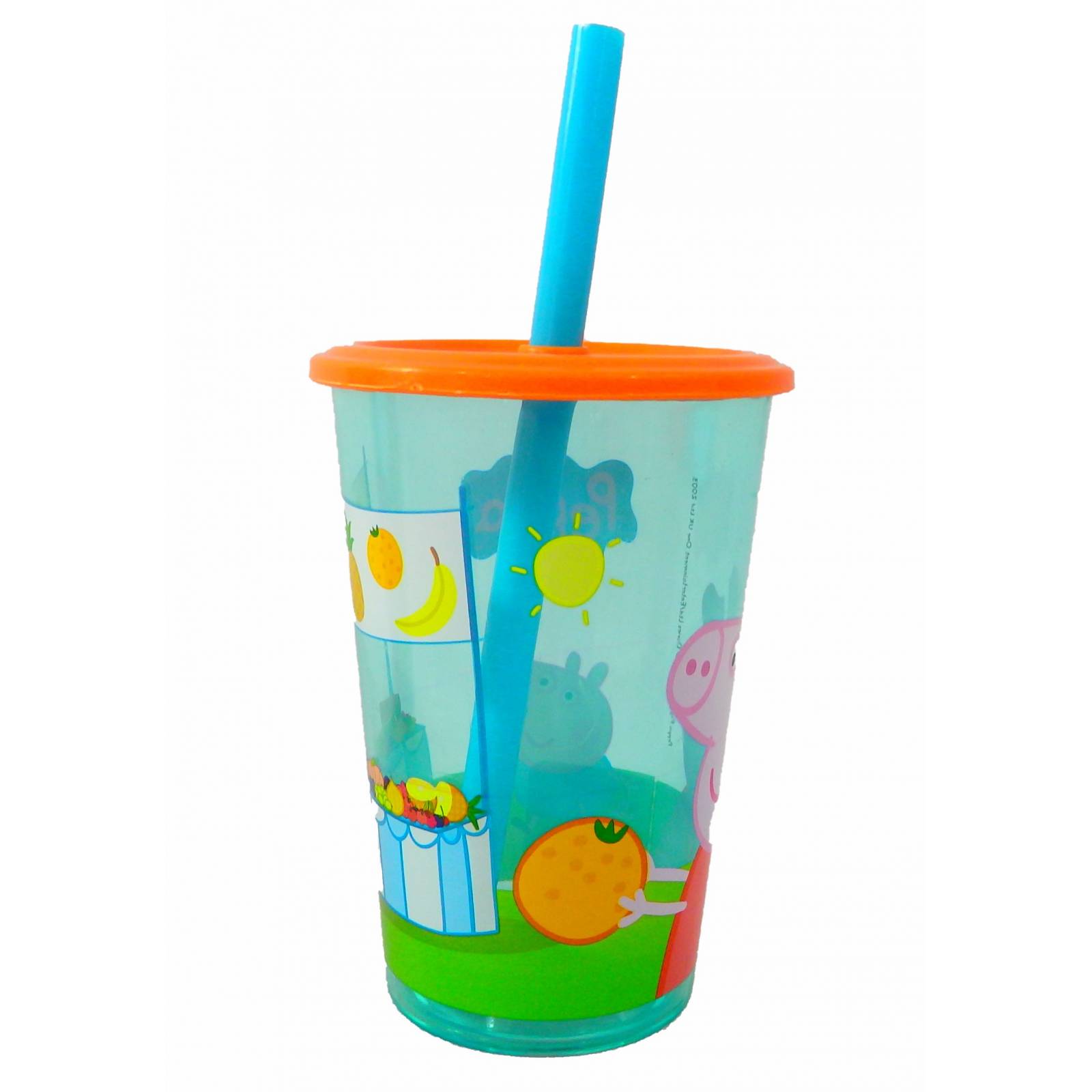 Vaso con Popote de Peppa Pig  400 ml  - Celeste