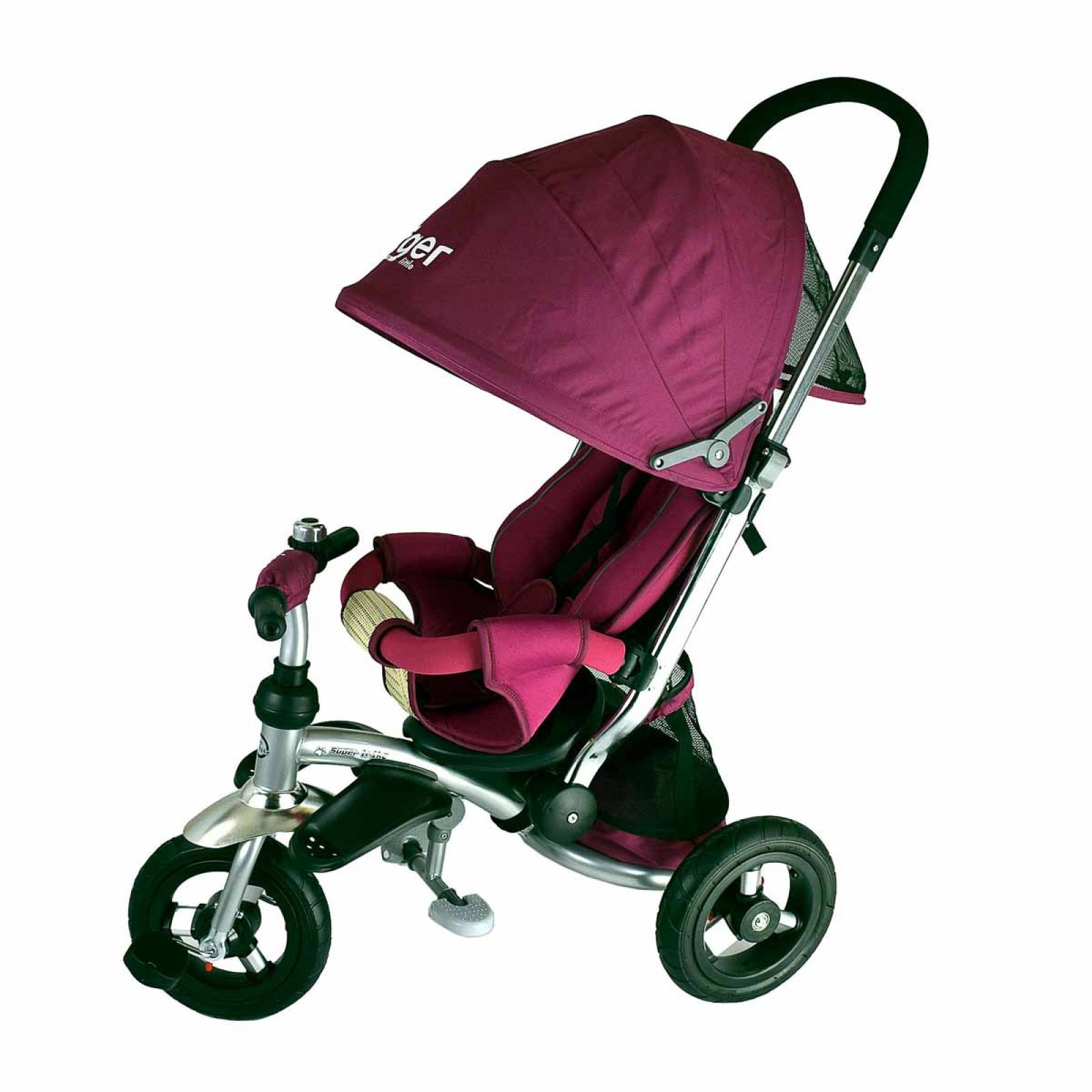 Triciclo para Bebe de lujo Llantas de Goma tipo carriola de 6-5 años  - Fucsia