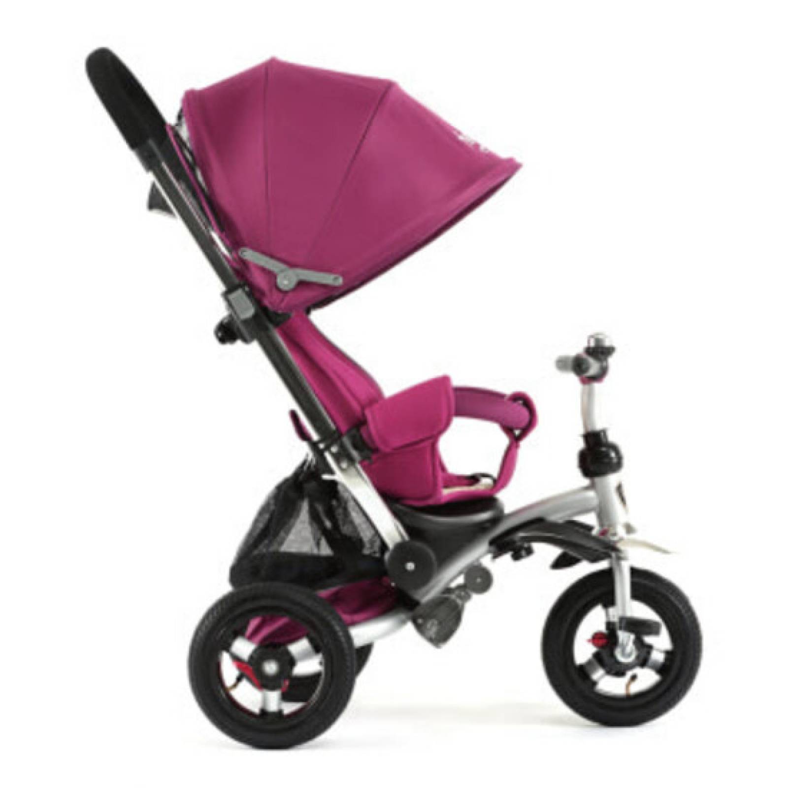 Triciclo para Bebe de lujo Llantas de Goma tipo carriola de 6-5 años  - Fucsia