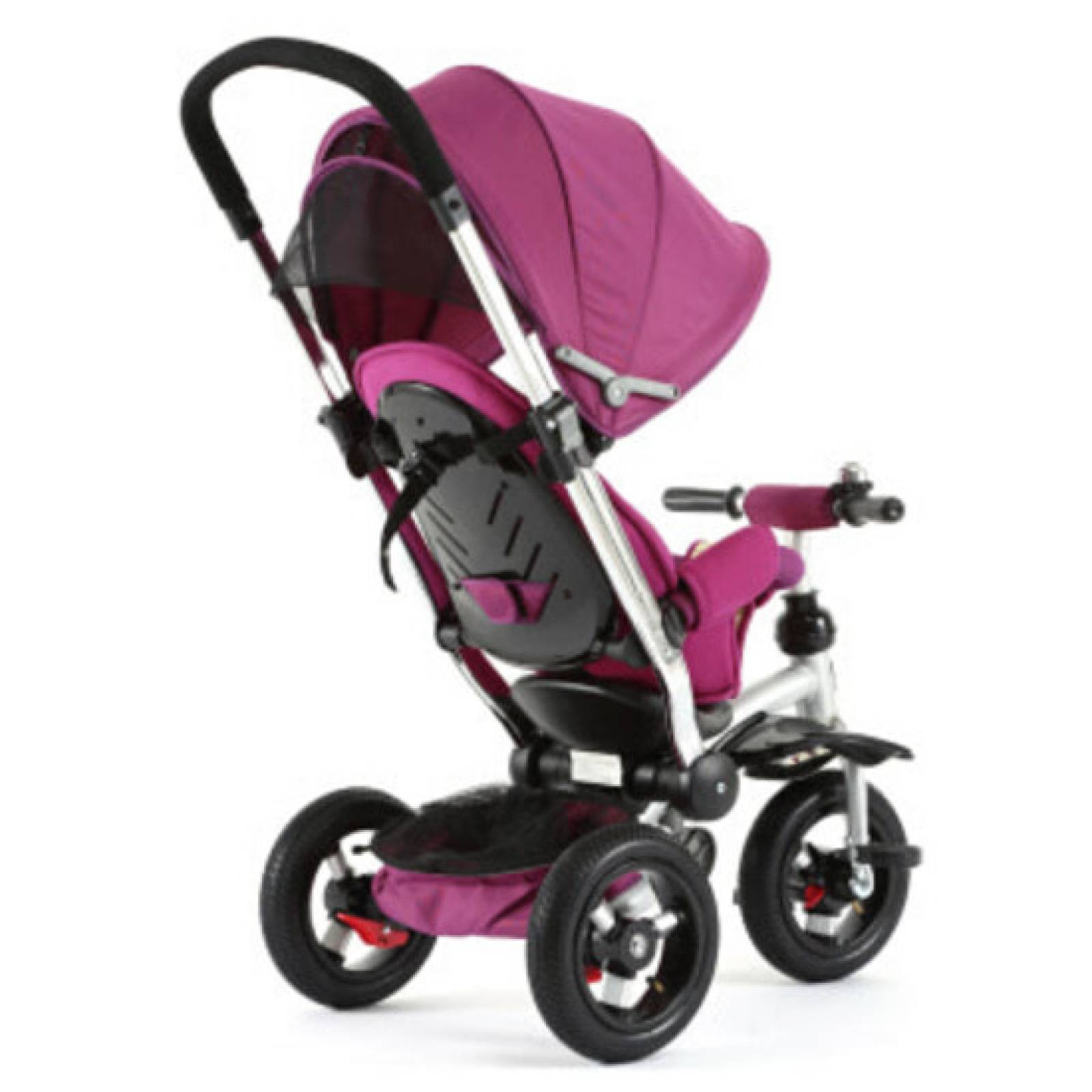 Triciclo para Bebe de lujo Llantas de Goma tipo carriola de 6-5 años  - Fucsia