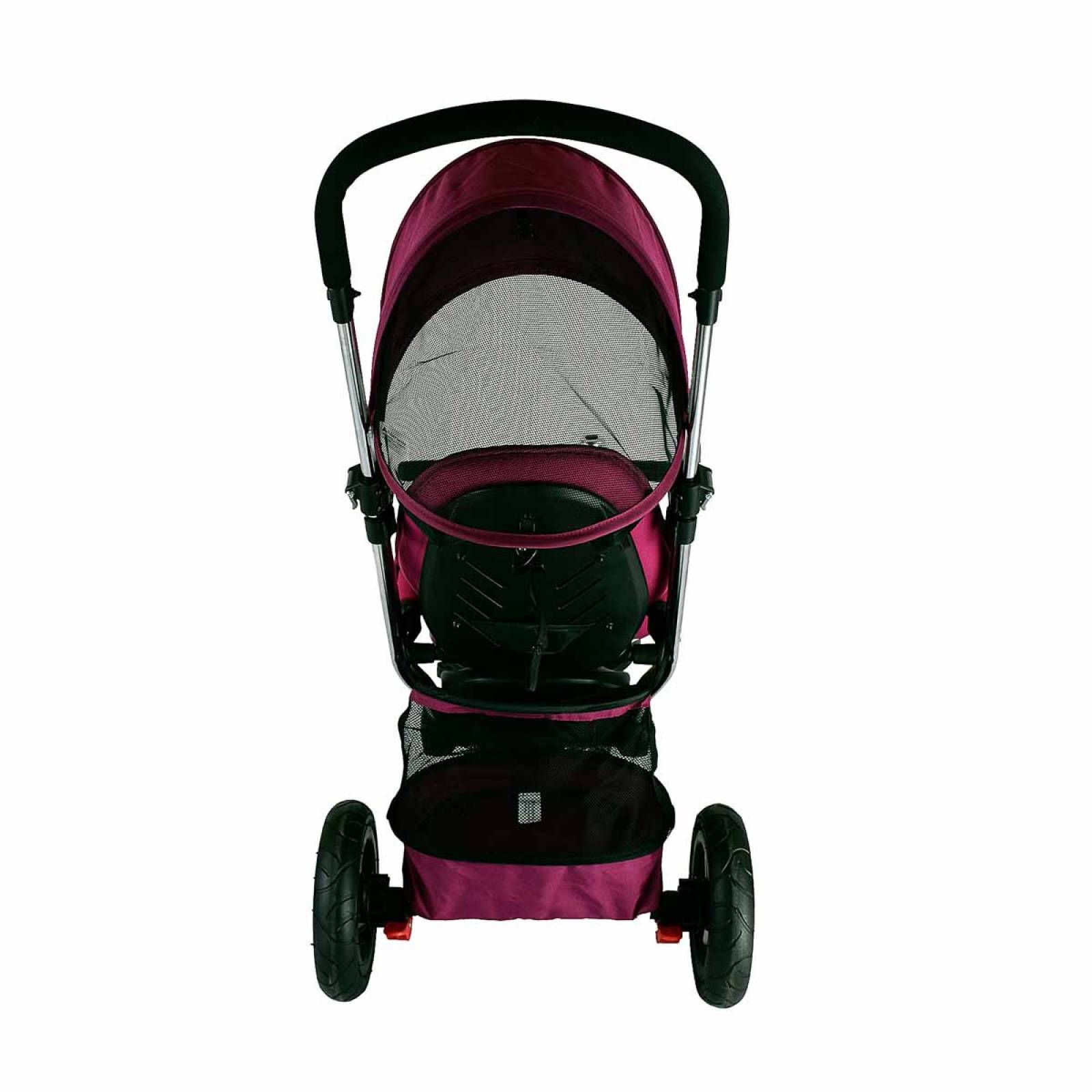 Triciclo para Bebe de lujo Llantas de Goma tipo carriola de 6-5 años  - Fucsia