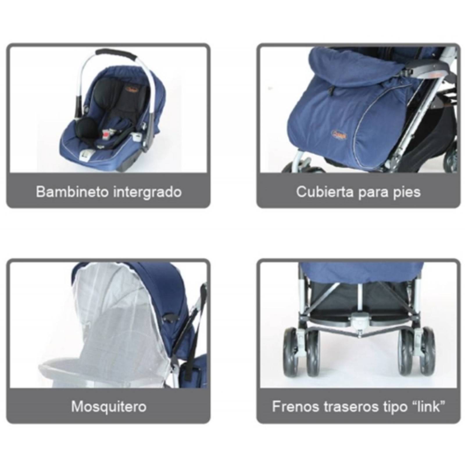 Carreola reclinable +   Bolso Pañalera Moderna + Silla Auto