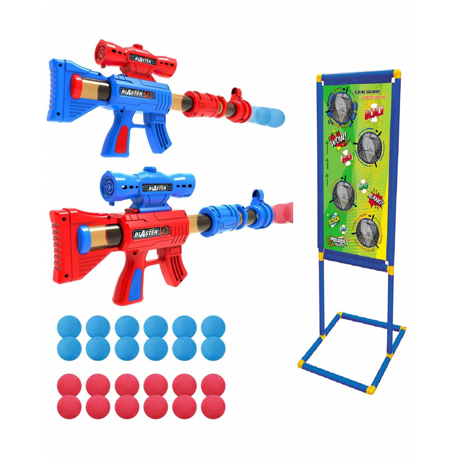 Pistola de Juguete 2pz con Juego de Punteria y 24 pz de Espuma  - Multicolor.