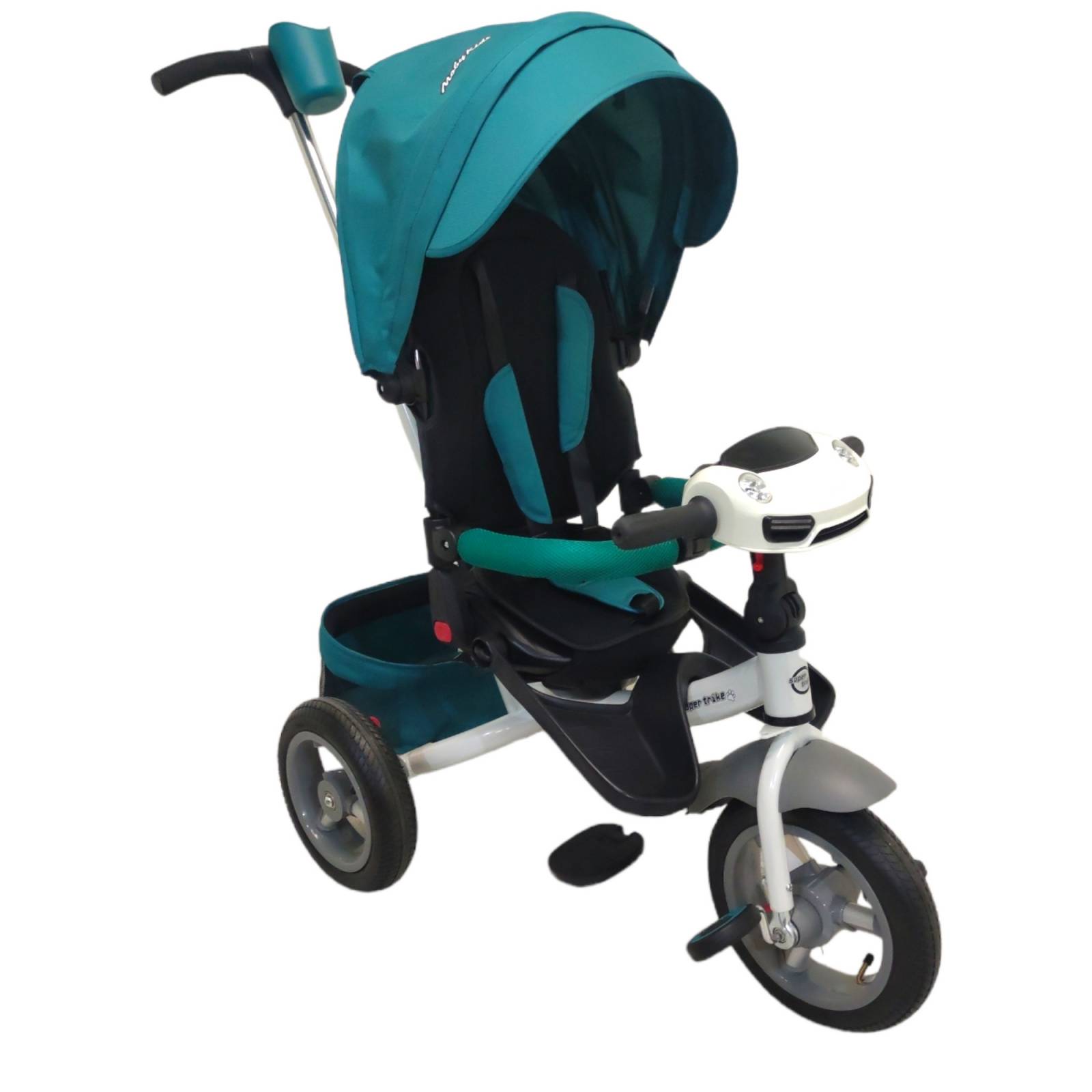 Triciclo para Niños de Lujo Giratorio Llantas Aire Luz Sonido  - Verde
