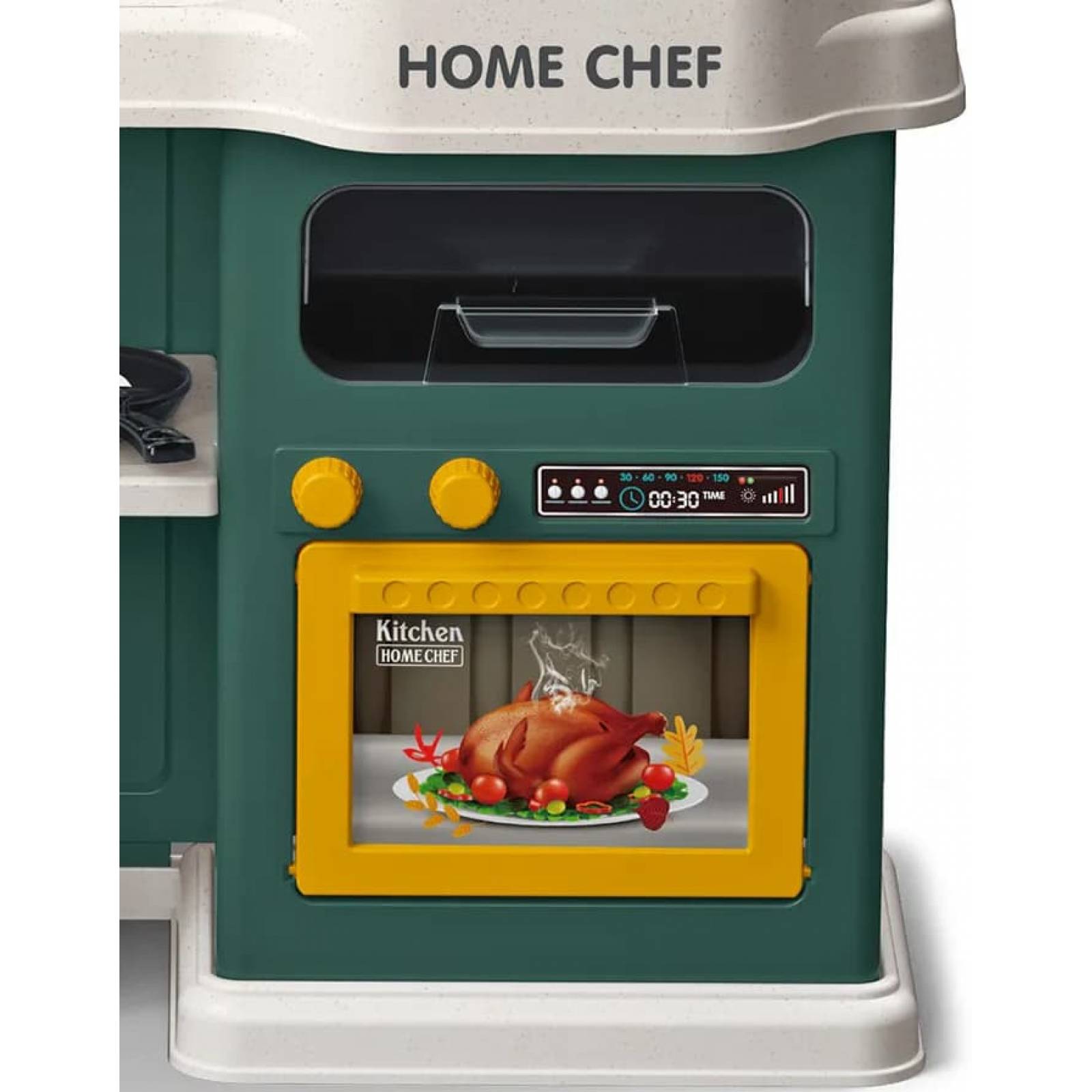 Cocina de Juguete para Niños 85pz Sonido,Agua,Vapor,Luz,Micro Hornito - Verde