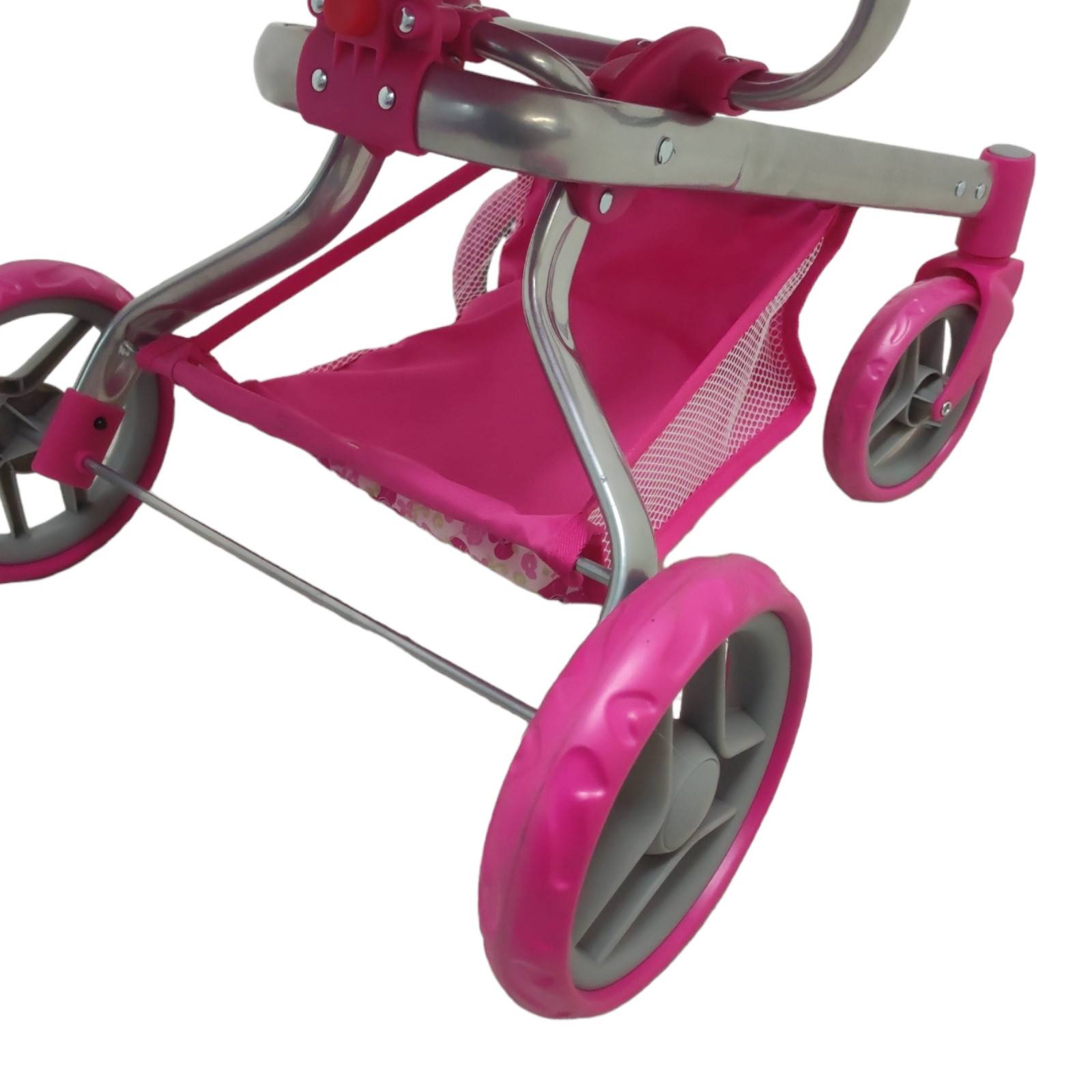 Carriola para Muñecas de Lujo Reversible,Bambineto con Toldo  - Rosa.