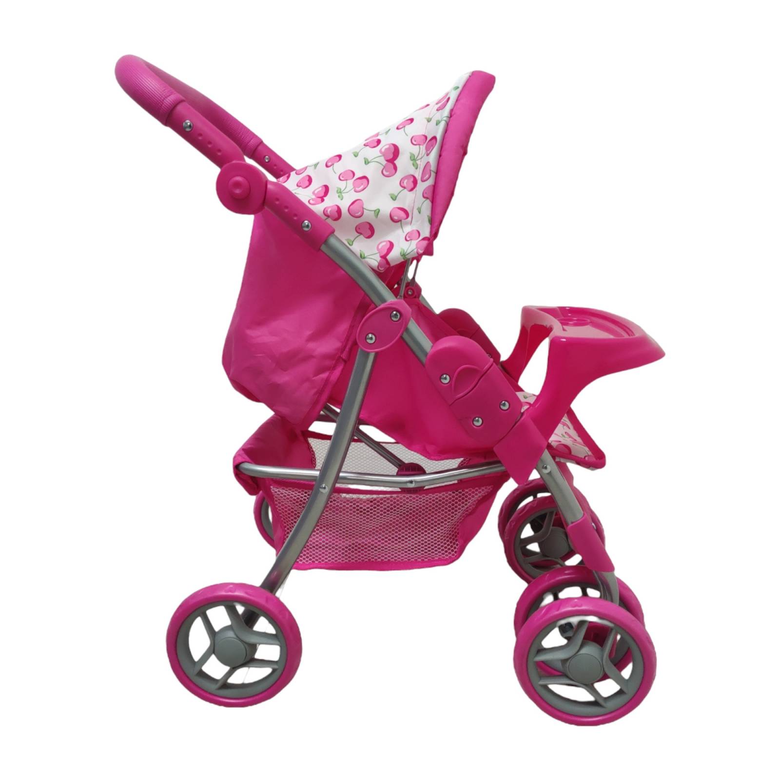 Carriola para Muñecas de Lujo Intercambiable,Toldo retractir,Pañalera  - Rosa.