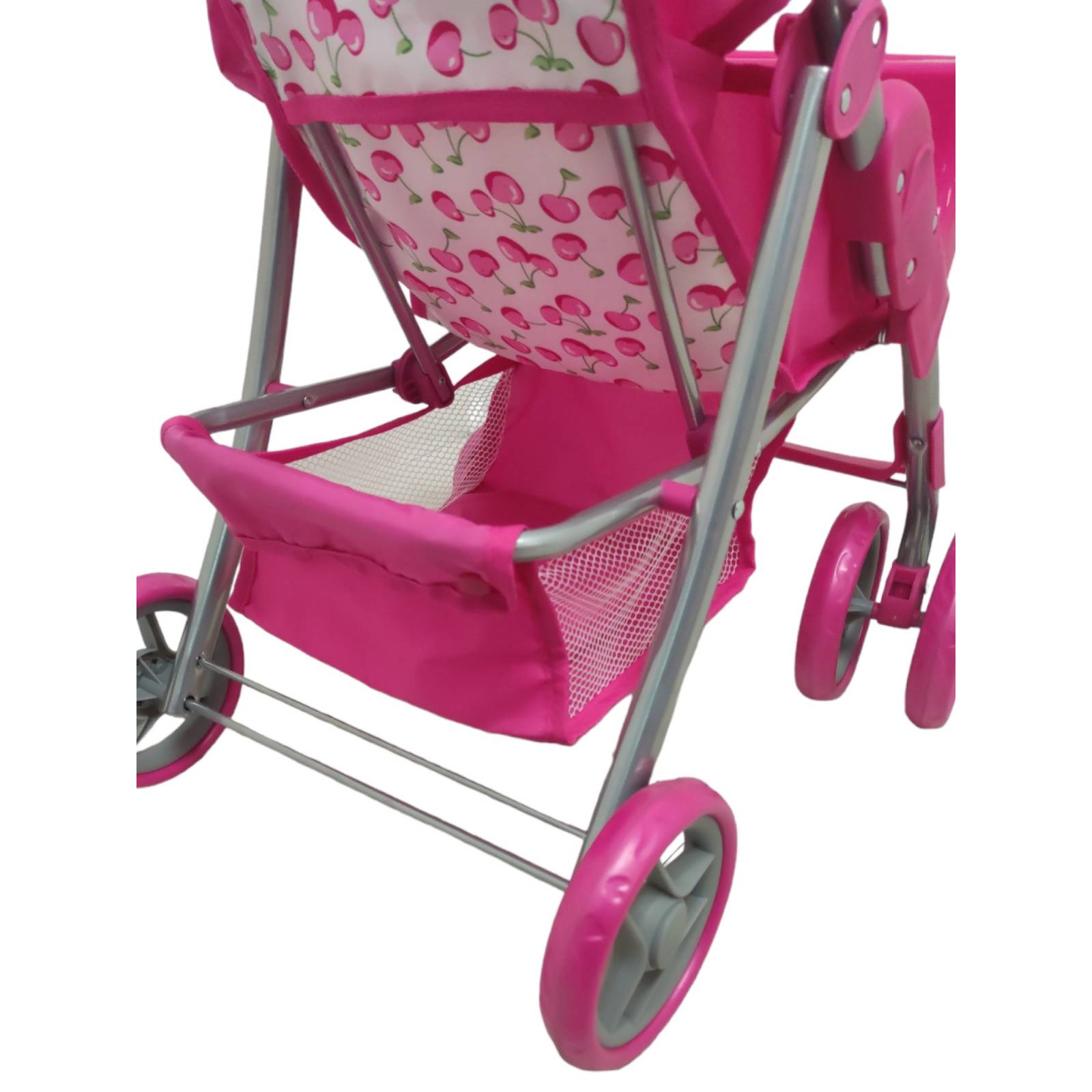 Carriola para Muñecas de Lujo Intercambiable,Toldo retractir,Pañalera  - Rosa.