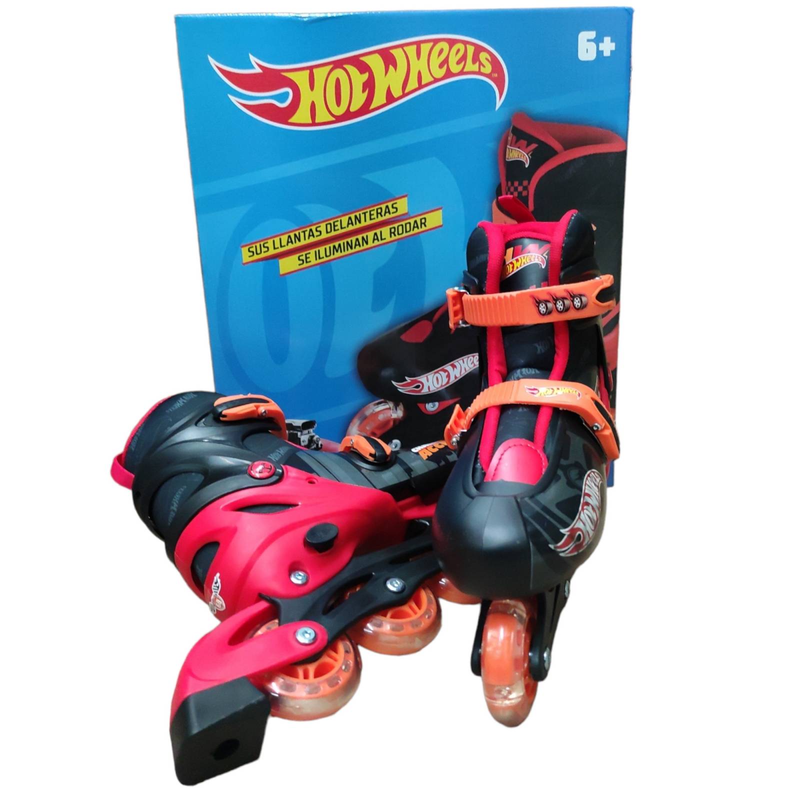 Patines en Linea para Niños Hot Wheels 23-26cm Ajustables  - Rojo.