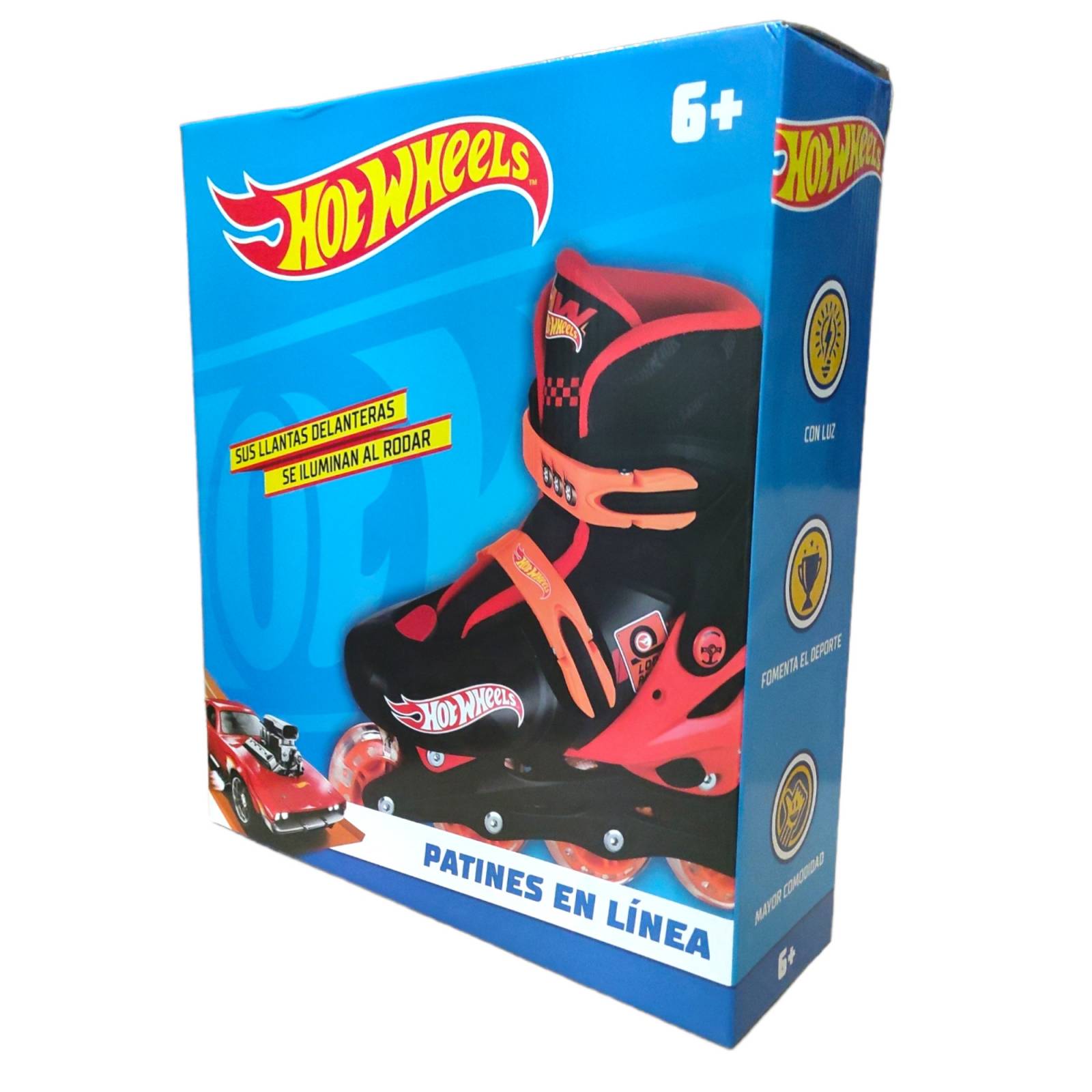 Patines en Linea para Niños Hot Wheels 23-26cm Ajustables  - Rojo.