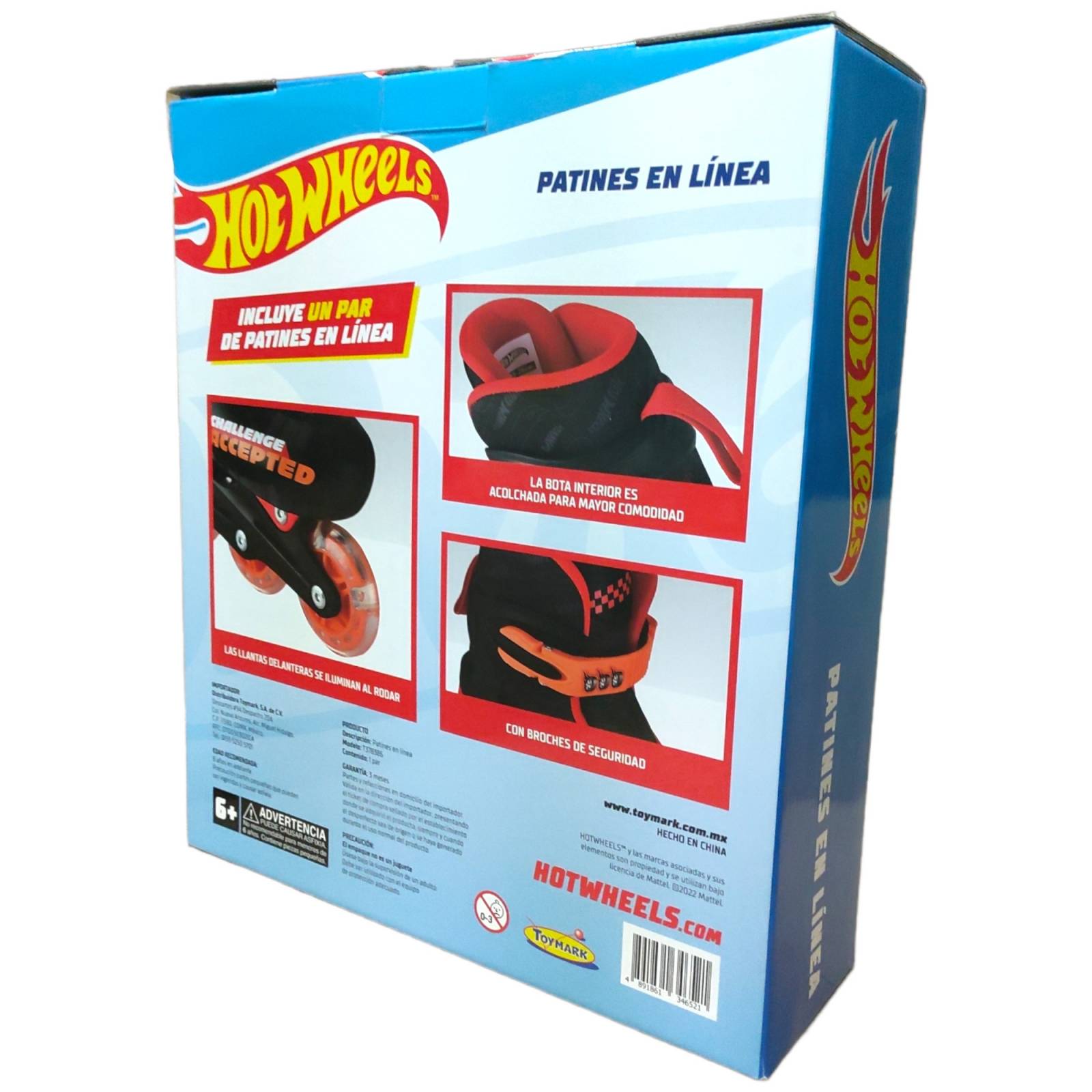 Patines en Linea para Niños Hot Wheels 23-26cm Ajustables  - Rojo.