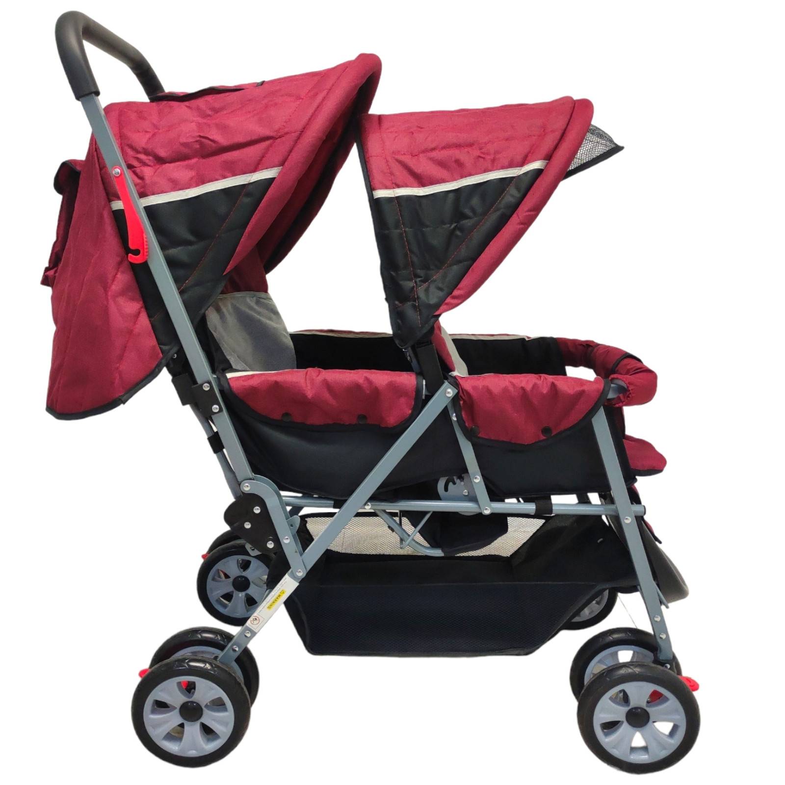 Carriola Doble para Bebe y Niño Gemelar Plegable 8 llantas  - Rojo.