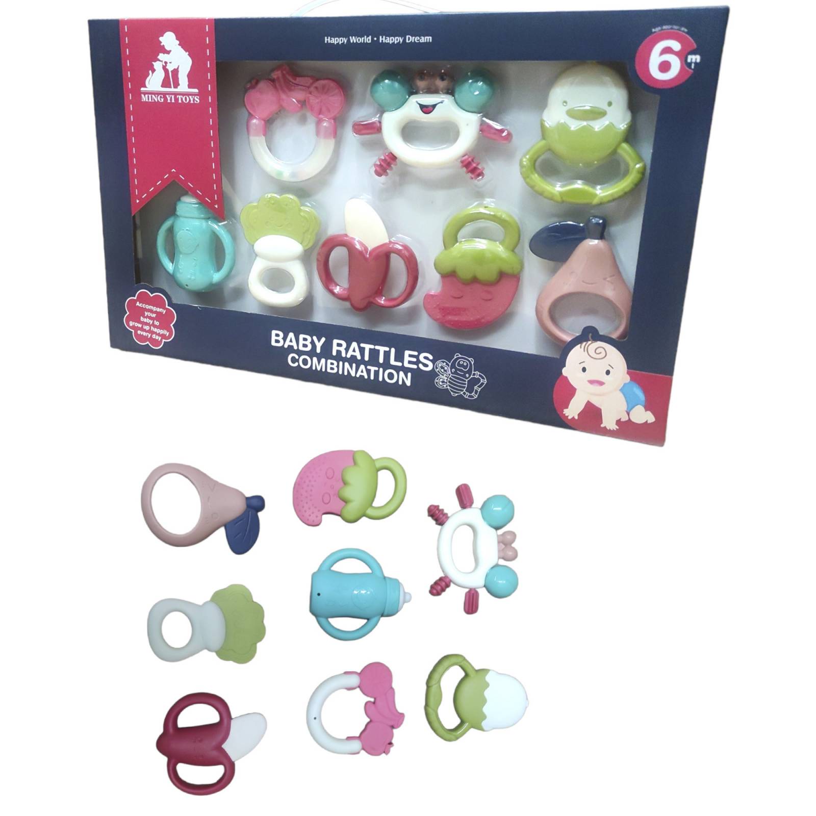 Sonaja para Bebe 8 pz Juguete Esimulación Temprana  - Blanco