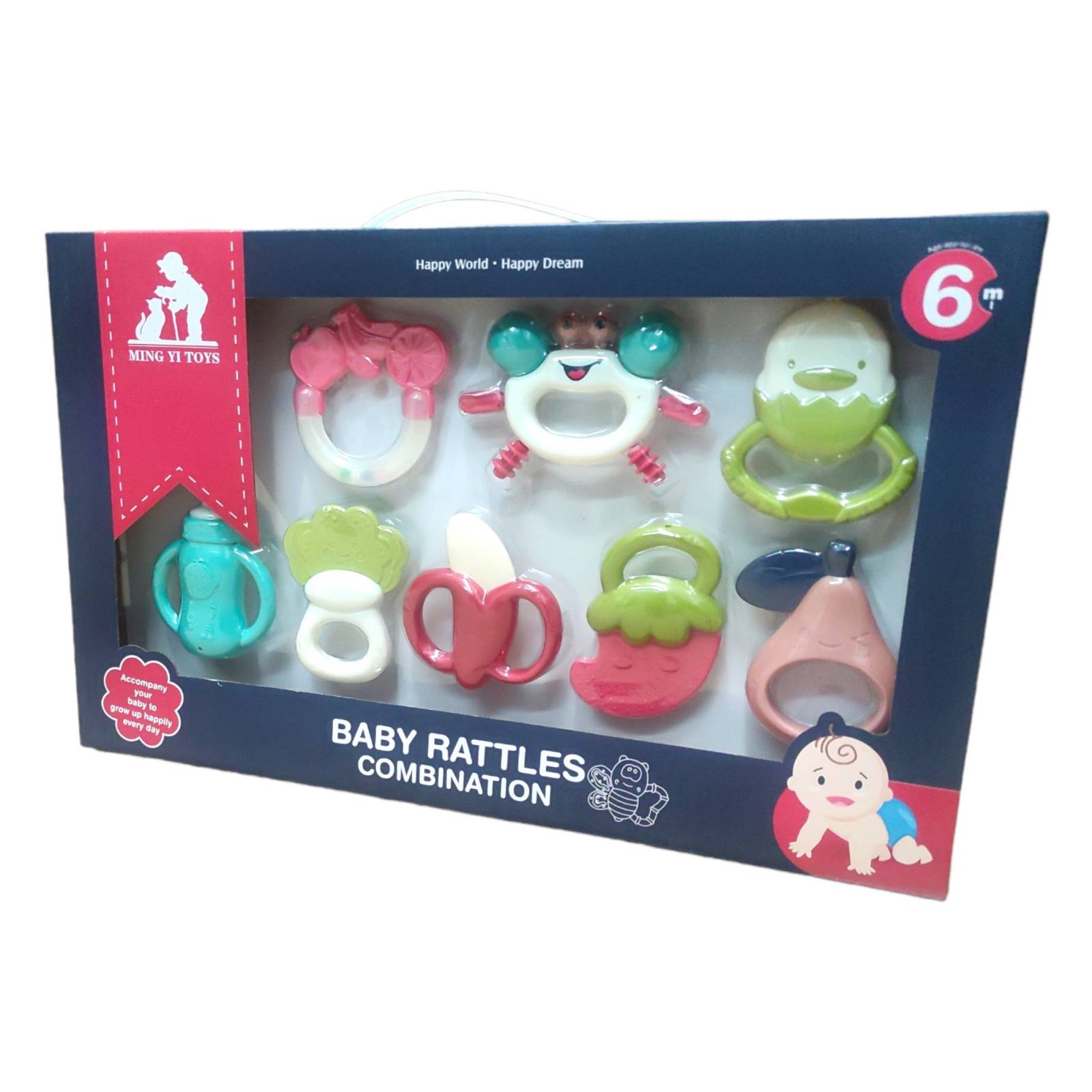 Sonaja para Bebe 8 pz Juguete Esimulación Temprana  - Blanco