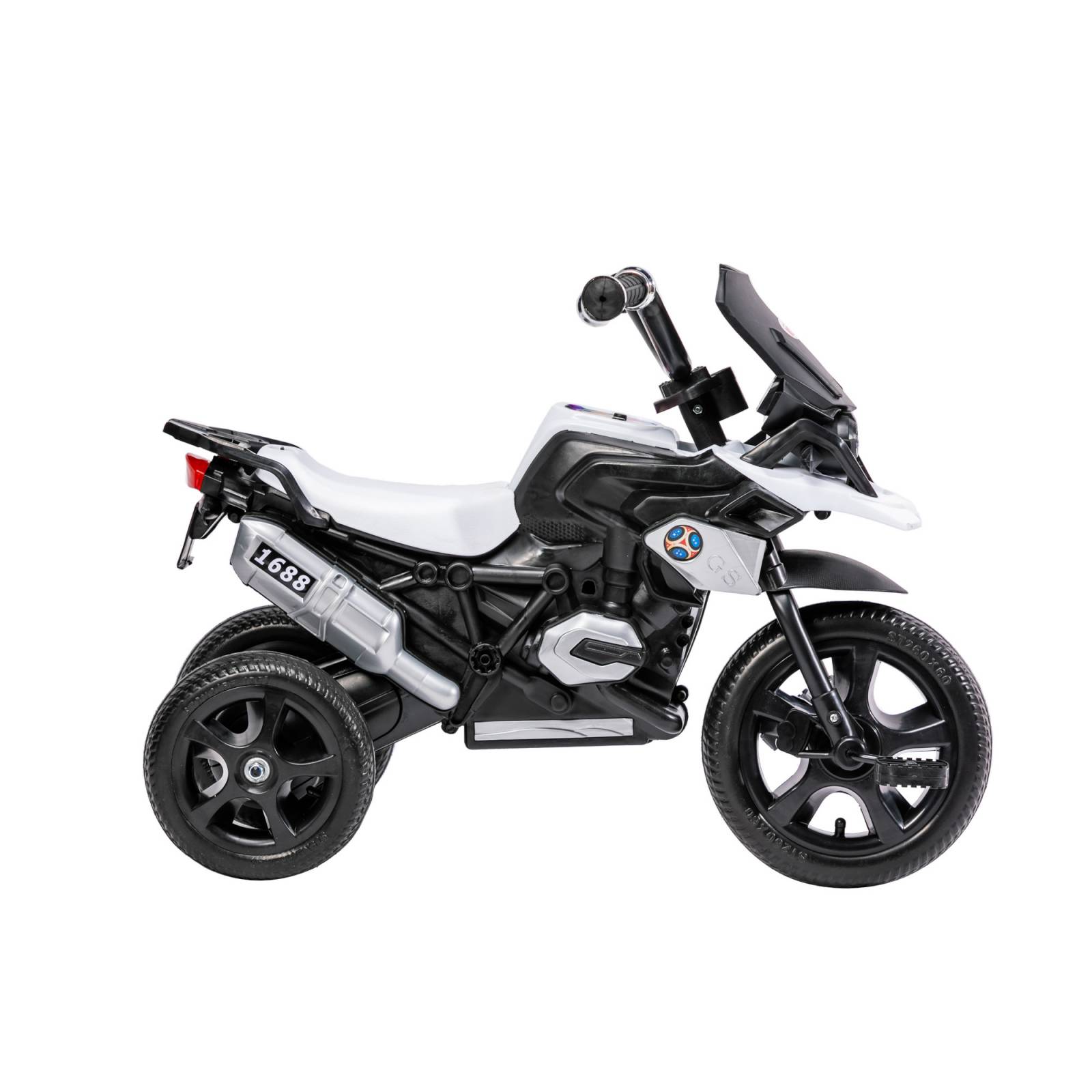Triciclo para Niños con Diseño de Moto y Luz Frontal  - Blanco.