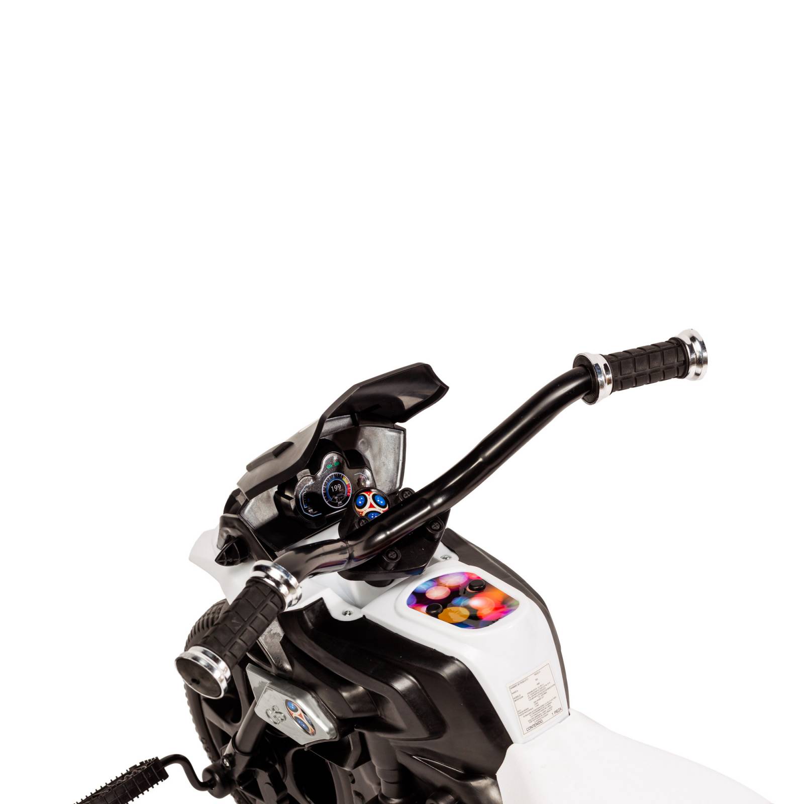 Triciclo para Niños con Diseño de Moto y Luz Frontal  - Blanco.