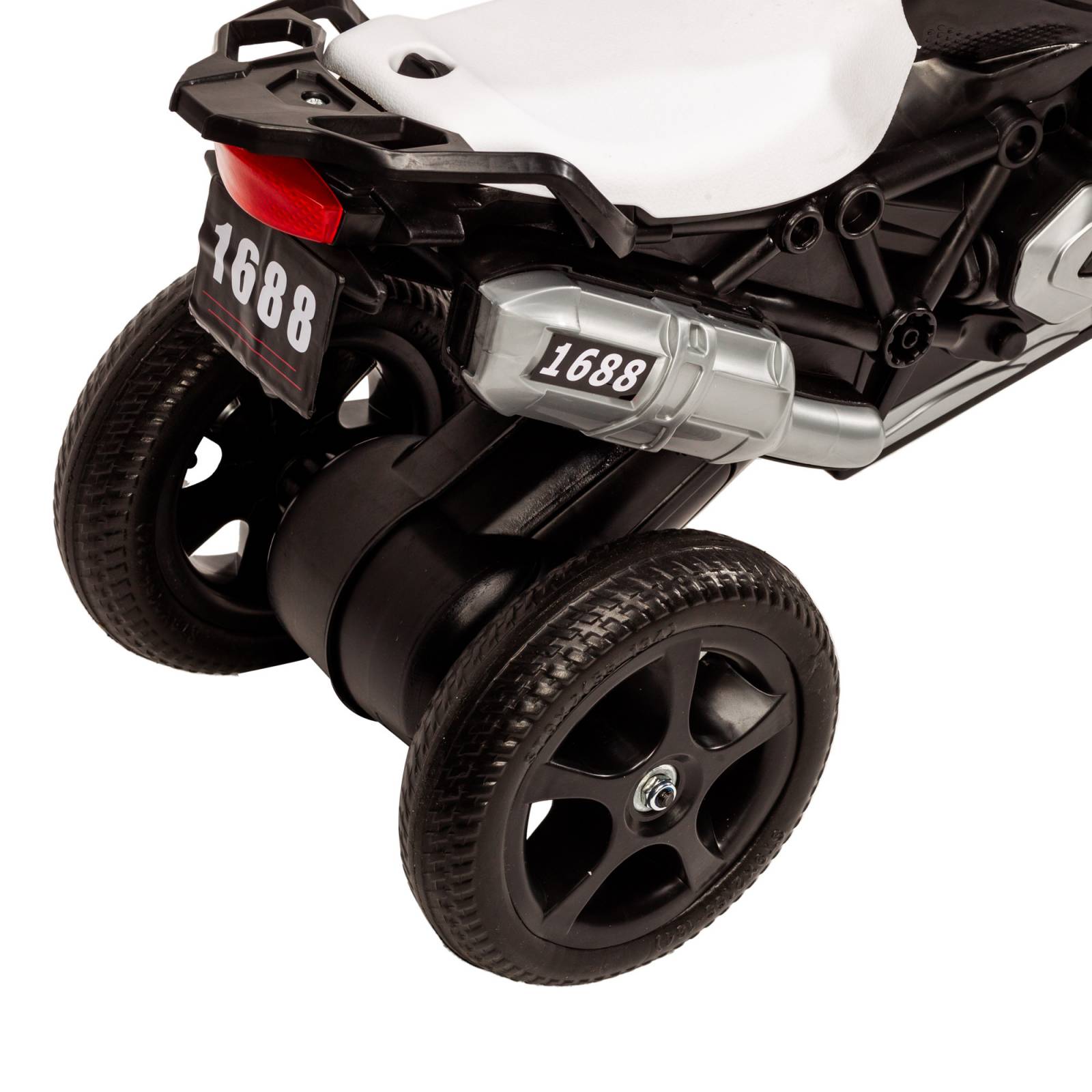 Triciclo para Niños con Diseño de Moto y Luz Frontal  - Blanco.